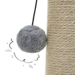 Cat Craft Jute Fiber Cat Scratching Post with Replaceable Dangle Toy, Gray