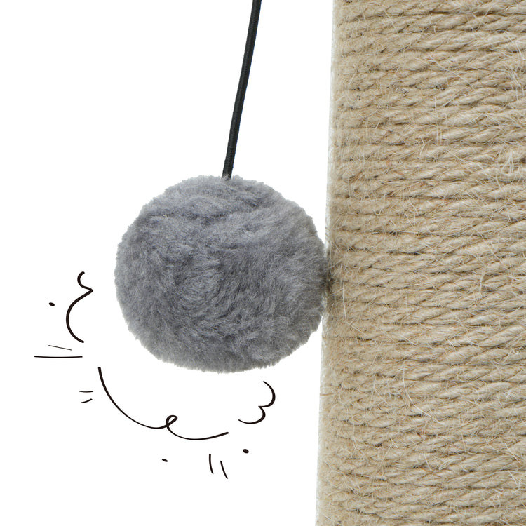 Cat Craft Jute Fiber Cat Scratching Post with Replaceable Dangle Toy, Gray
