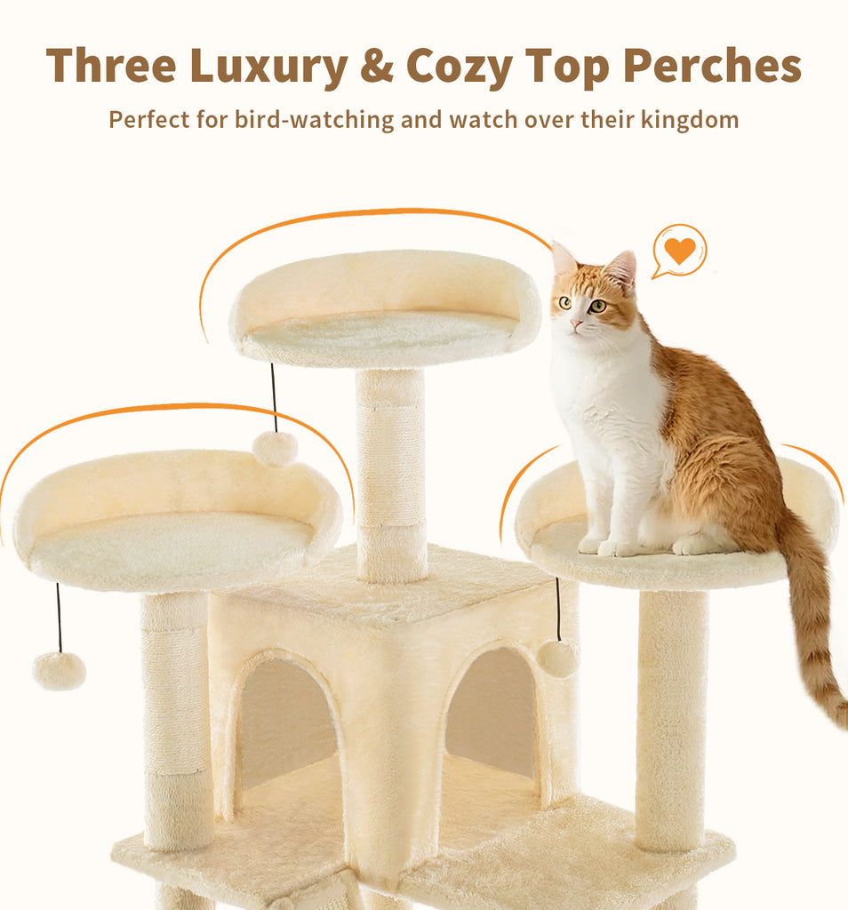 Made4Pets Tall Cat Tree, 80" Cat Tree Tower for Indoor Cats Large Adult, Modern Cat Tower with Scratching Post, Cozy Hammock, 3 Perches and 2 Condos, Sturdy and Fluffy