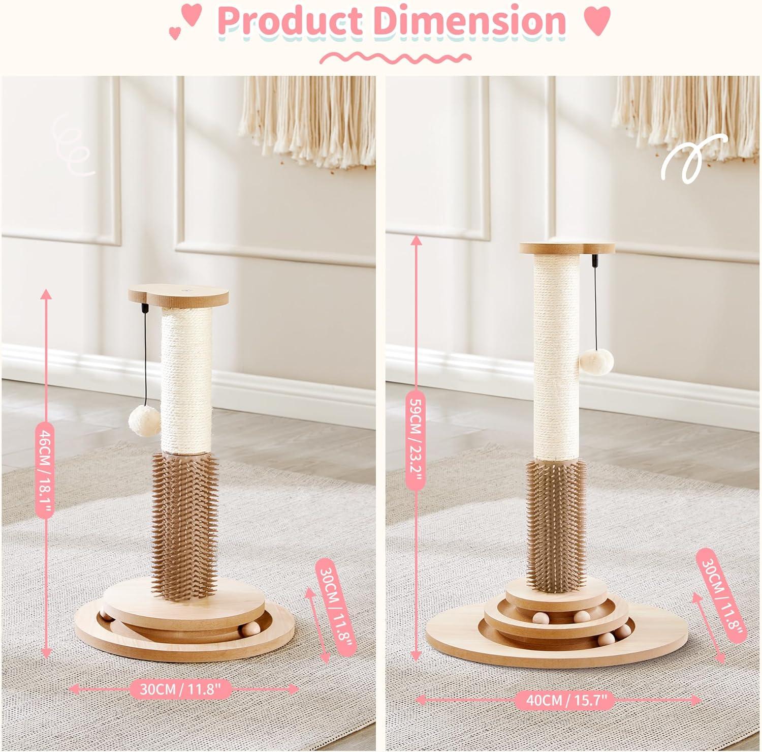 Wooden 4-in-1 Cat Scratcher with Natural Sisal Ropes - Made4Pets