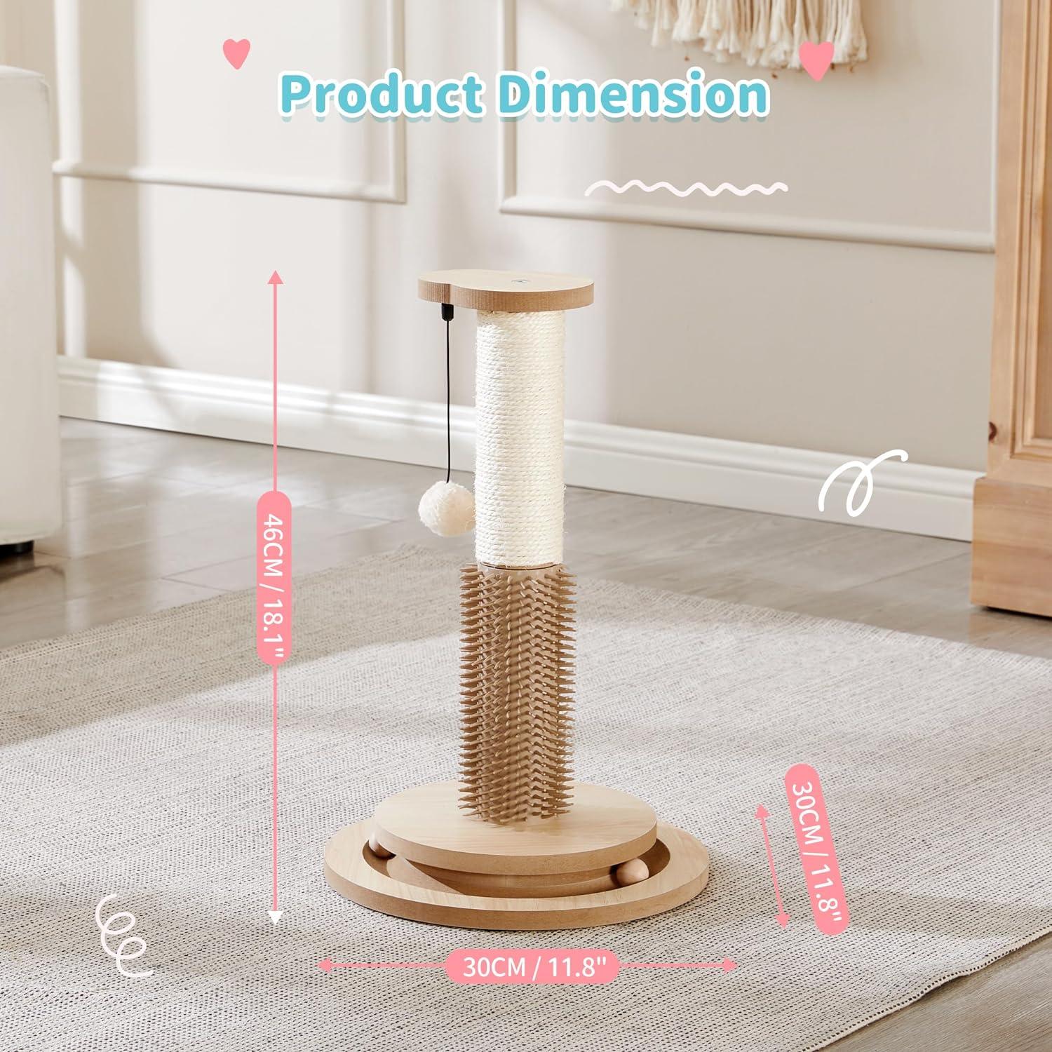 Wooden 4-in-1 Cat Scratcher with Natural Sisal Ropes - Made4Pets