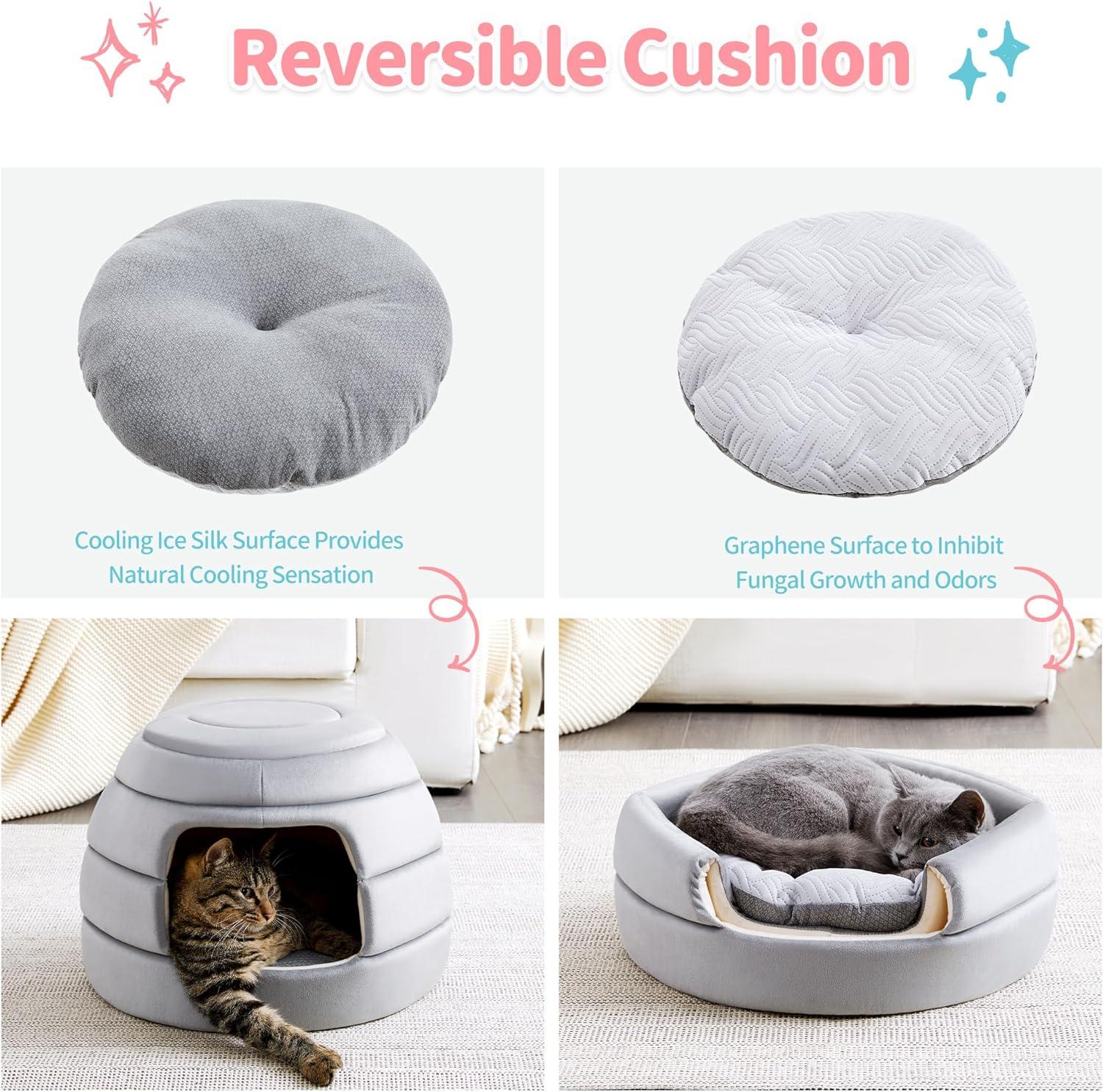 2-in-1 Foldable Cat Houses with Removable & Washable Cushion - Made4Pets