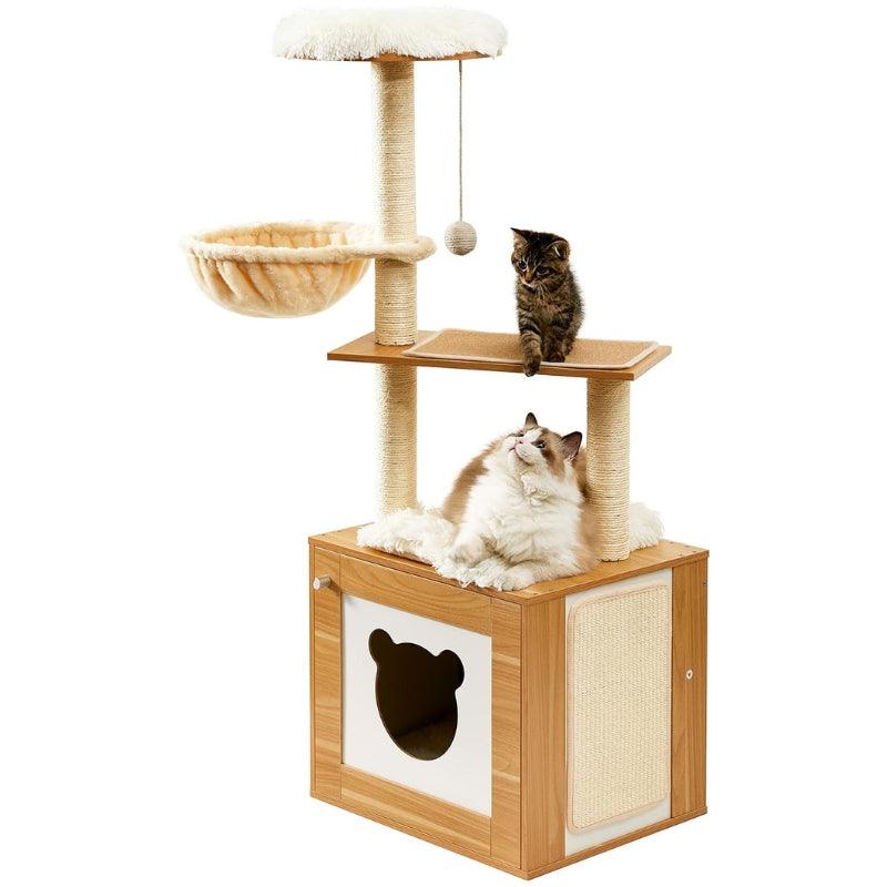 Wood Kitty Condo Climbing Furniture with Scratching Post - Made4Pets