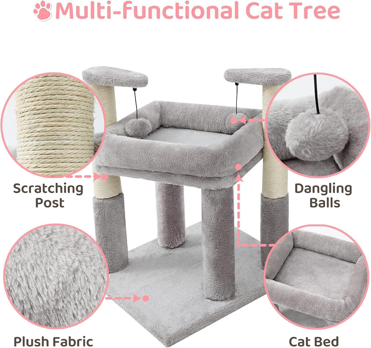 Cat Tower with 2 Natural Sisal Scratching Post for Kitten - Made4Pets