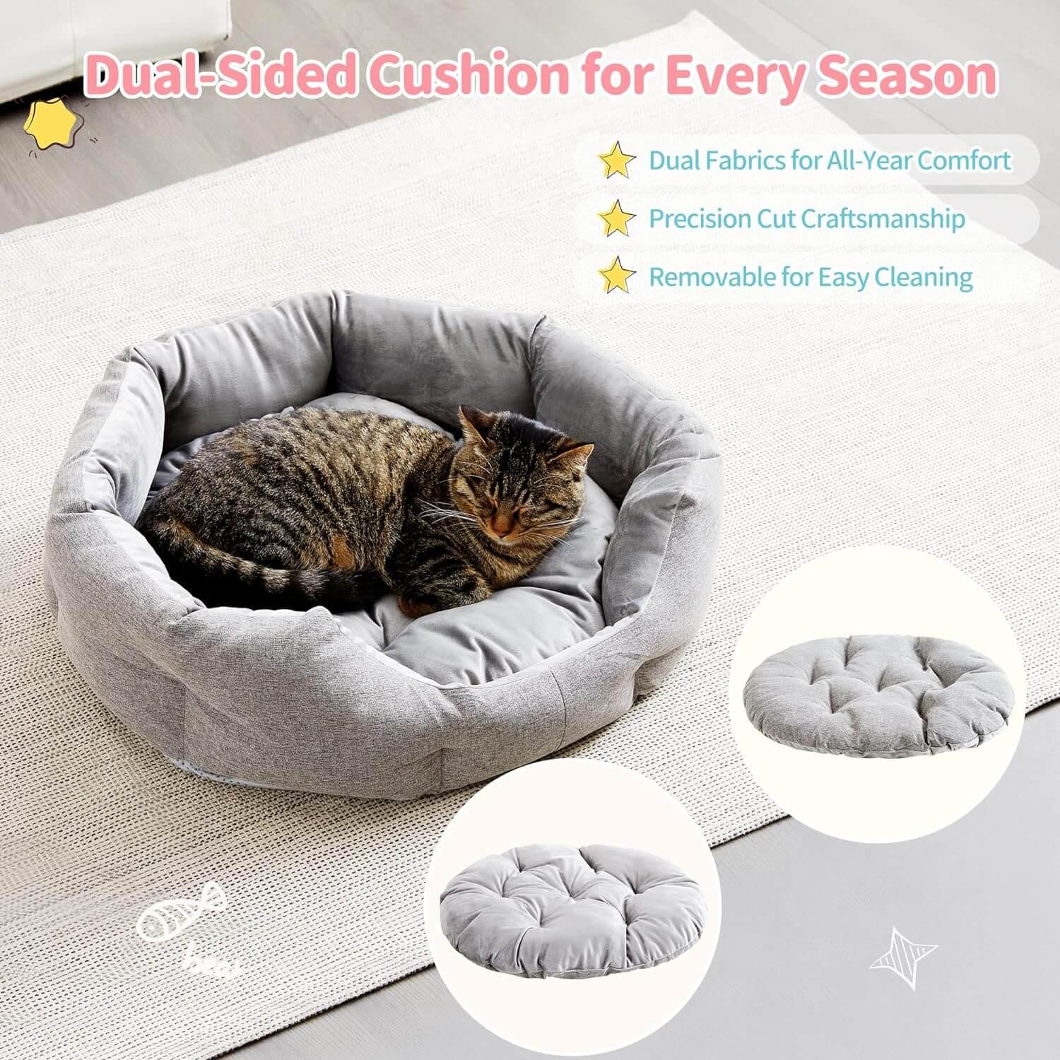 Washable Dog & Cat Bed with Anti-Slip Bottom - Made4Pets