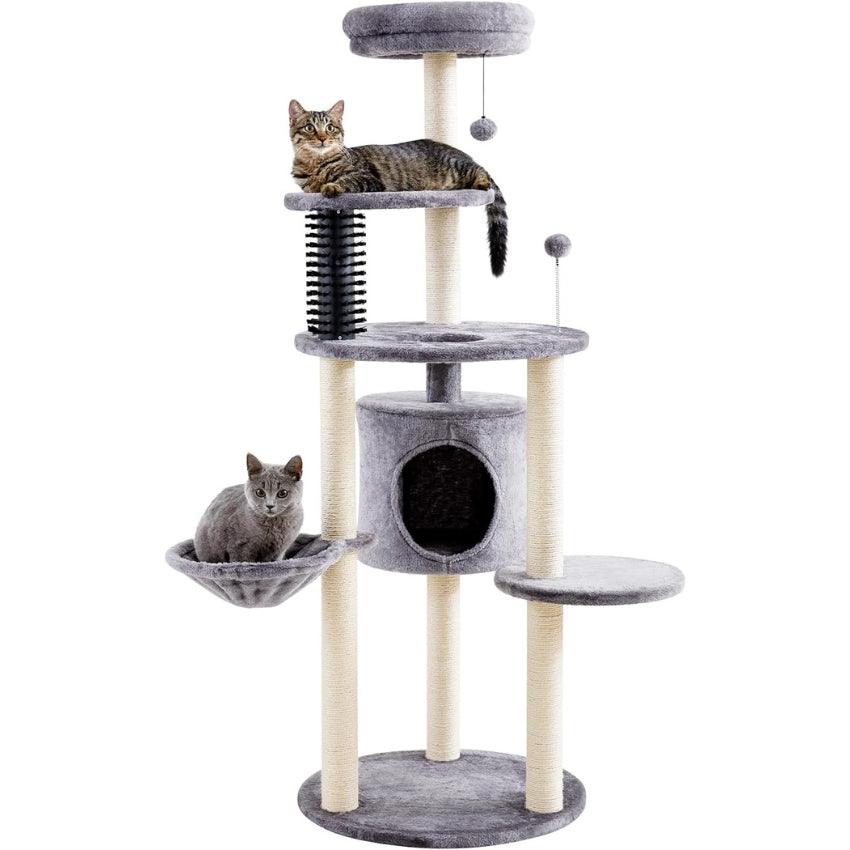 Made4Pets Cat Scratching Post, Small Cat Tree Tower 4-in-1 with Cat Self Groomer Brush, 20