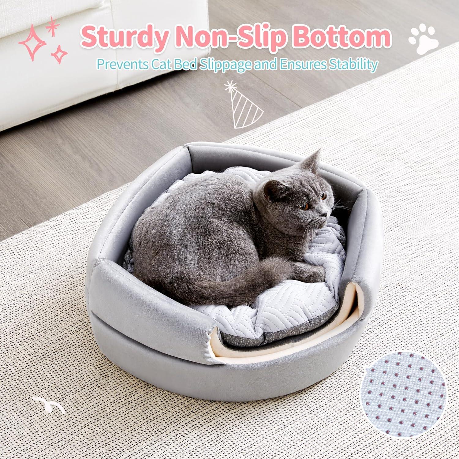 2-in-1 Foldable Cat Houses with Removable & Washable Cushion - Made4Pets