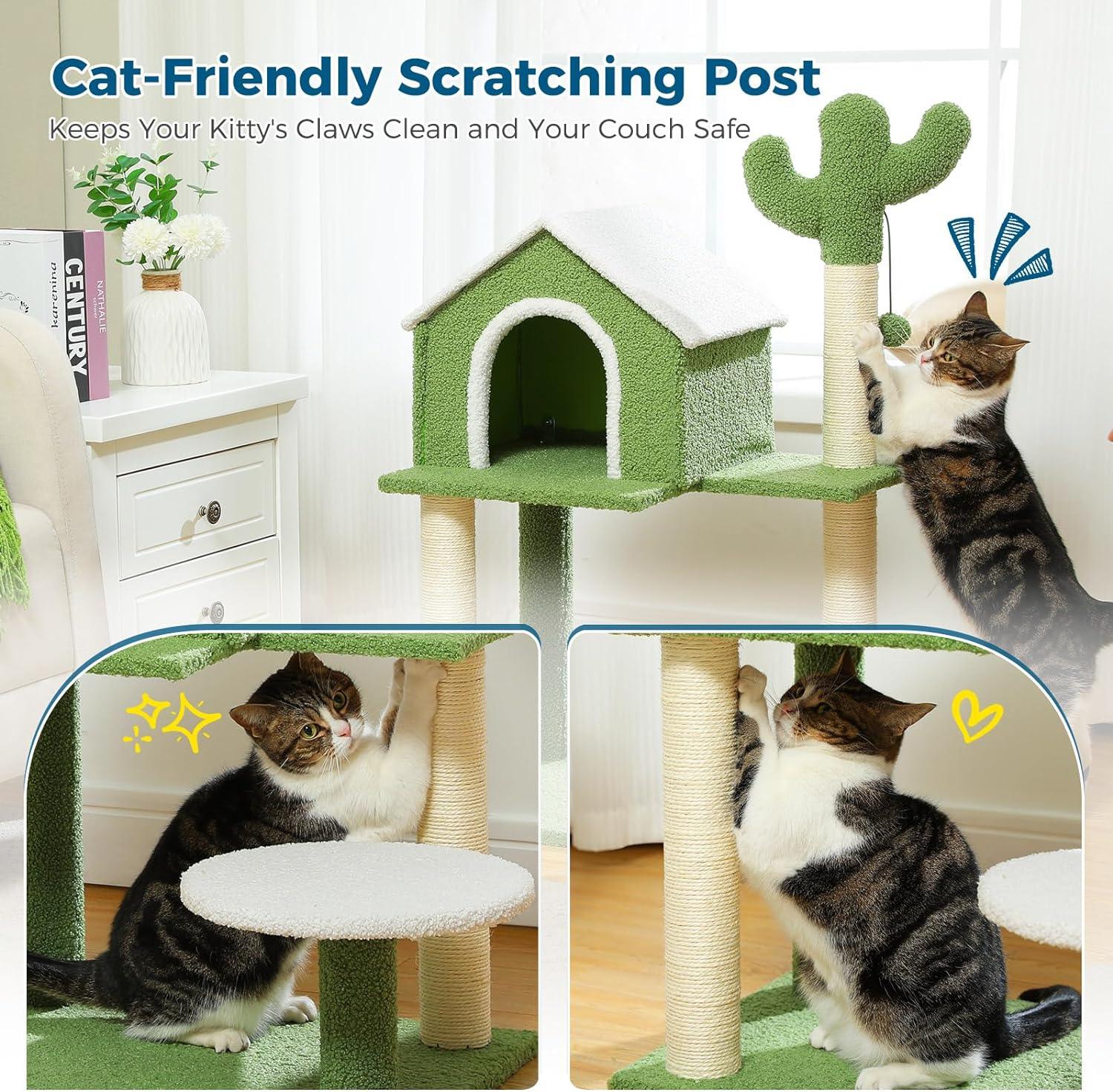 Multi-Level Indoor Cat Tree with Perch & Ball & Scratching Posts - Made4Pets