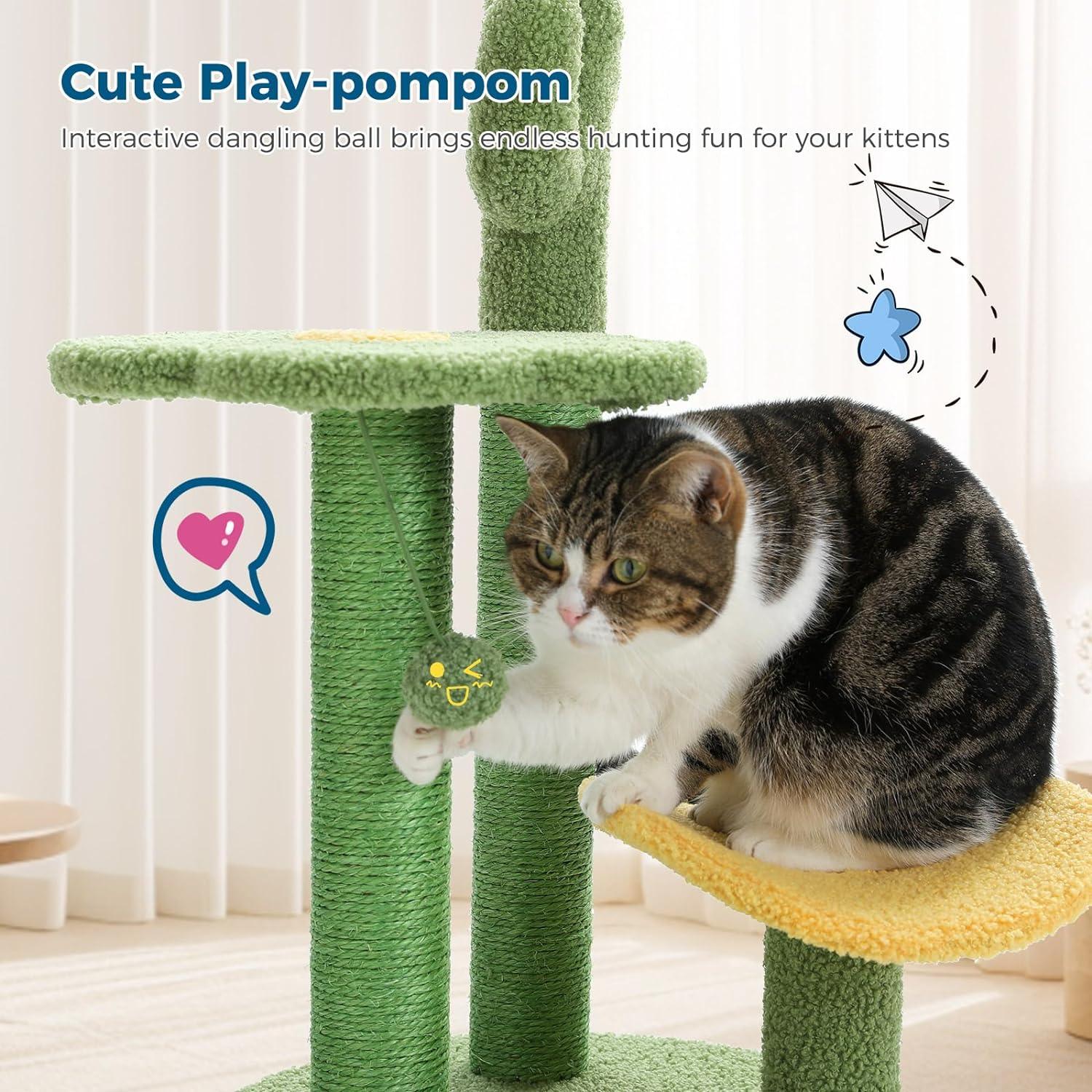 Multi-Level Indoor Cat Tree with Perch & Ball & Scratching Posts - Made4Pets