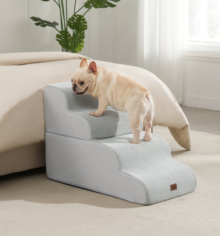 Made4Pets Dog Stairs Ramp for Bed, 4-Step Dog Steps for High Bed Couch Sofa Climbing, Gray