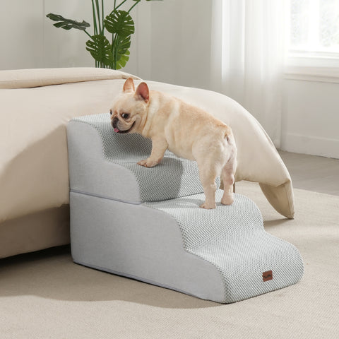 Made4Pets Dog Stairs Ramp for Bed, 4-Step Dog Steps for High Bed Couch Sofa Climbing, Gray