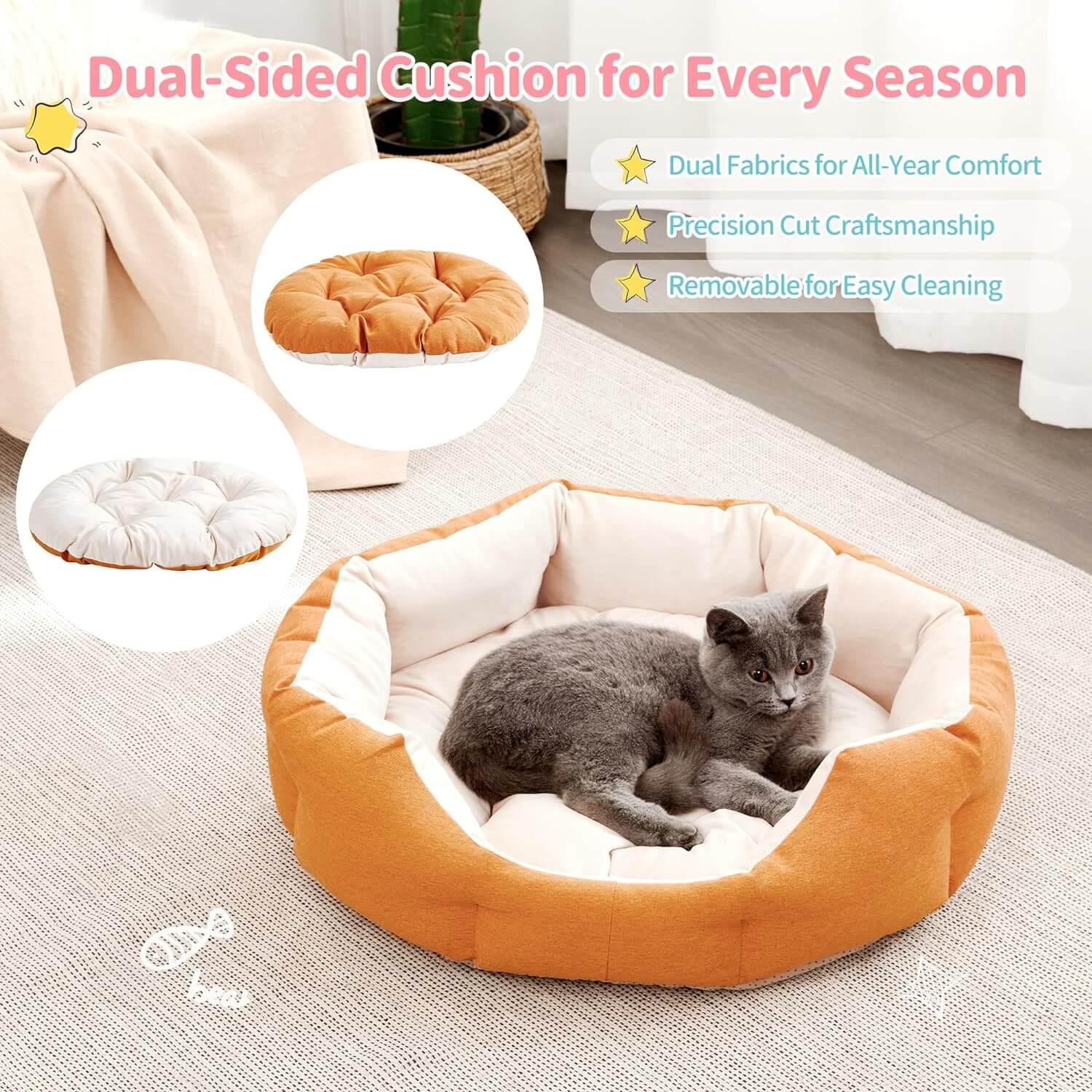 Washable Dog & Cat Bed with Anti-Slip Bottom - Made4Pets