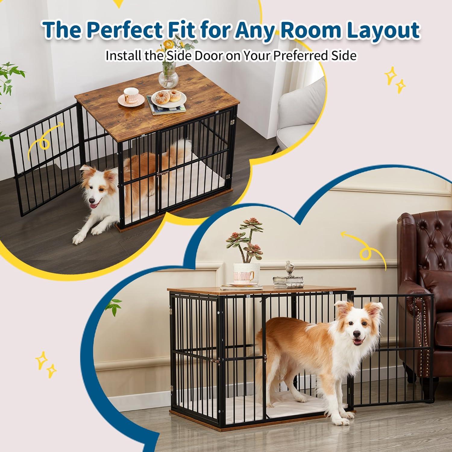 Heavy-Duty Dog Crate Furniture with Washable Cushion Indoor - Made4Pets