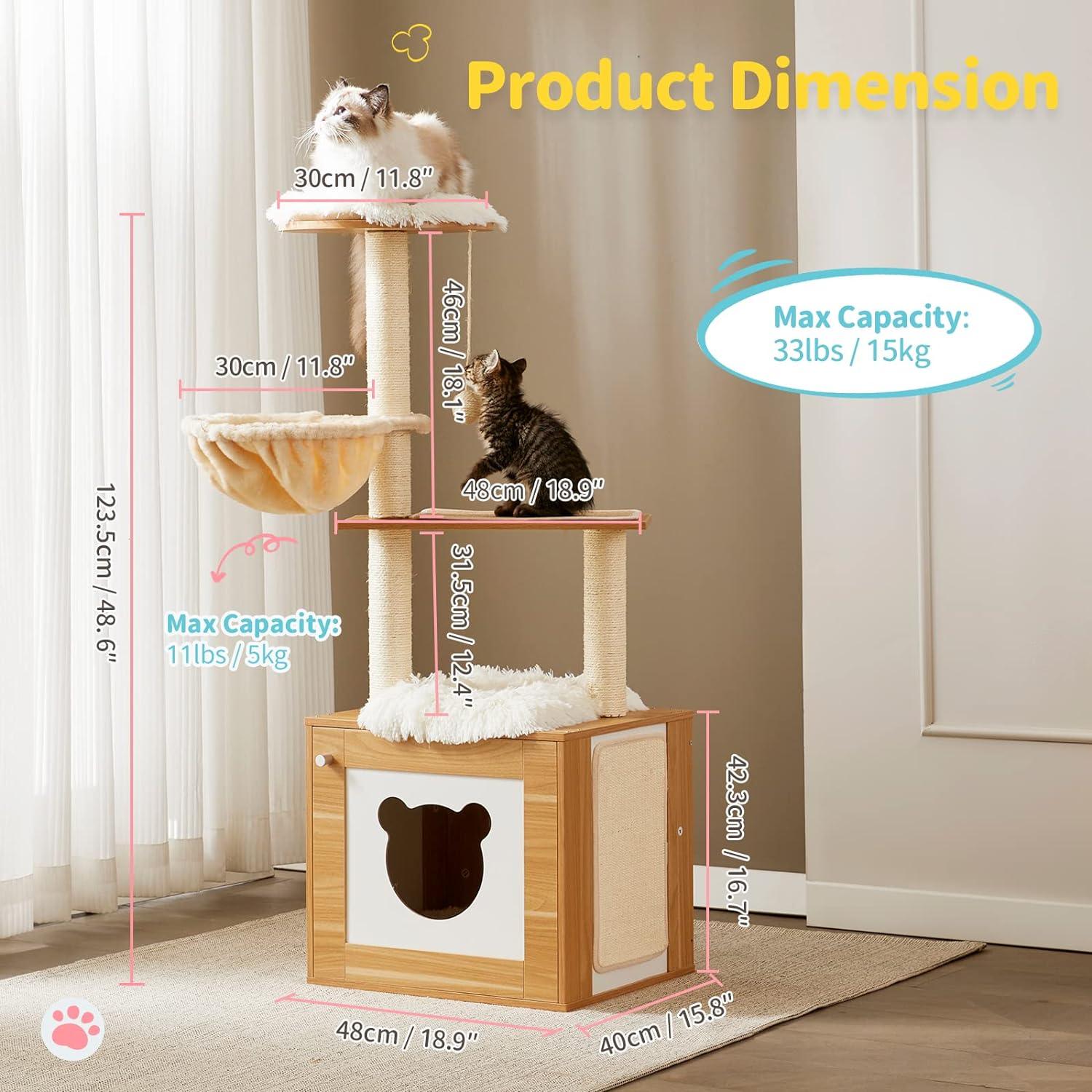 Wood Kitty Condo Climbing Furniture with Scratching Post - Made4Pets