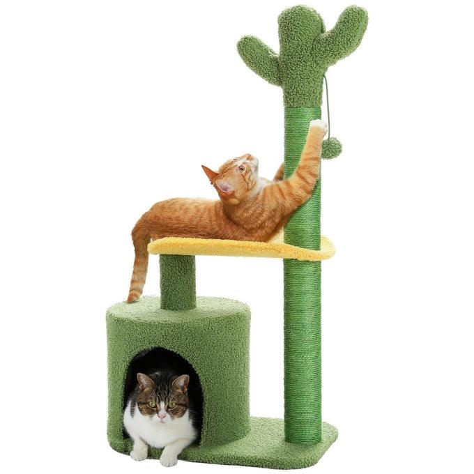 Made4Pets Cat Tree Cat Tower with Cozy Cat Condo, Cute Cactus Cat Tree Tower with Cat Scratching Post, Cat House, Cozy Platform, Perch for Cats Kittens - Made4Pets