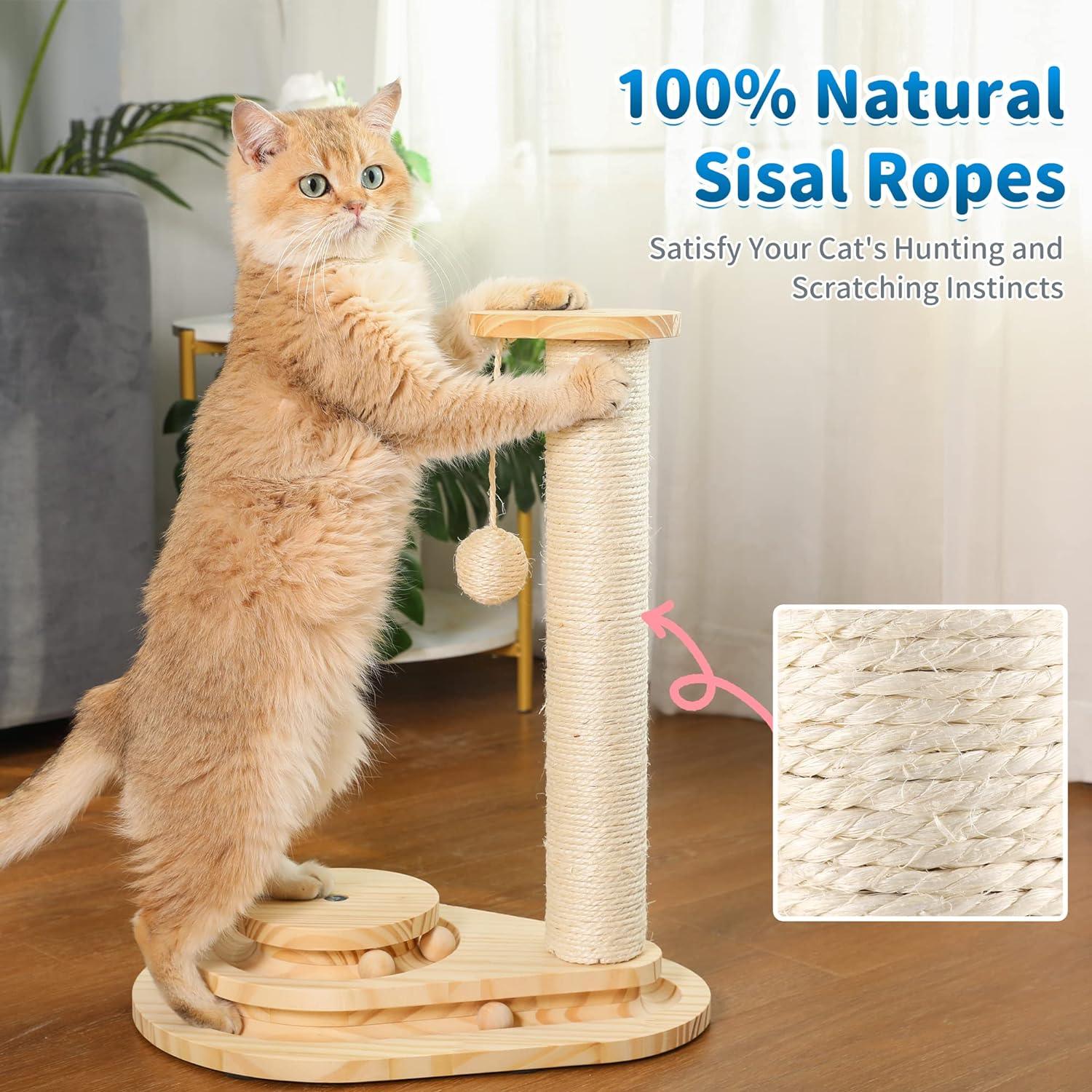 Made4Pets Cat Scratching Post, Cat Self Groomer for Indoor Cats, Cloud Soft Perch for Rest, 17.5