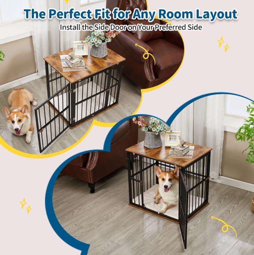 Heavy-Duty Dog Crate Furniture with Washable Cushion Indoor - Made4Pets