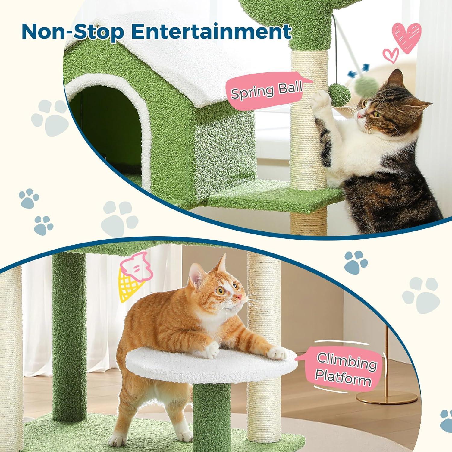 Multi-Level Indoor Cat Tree with Perch & Ball & Scratching Posts - Made4Pets