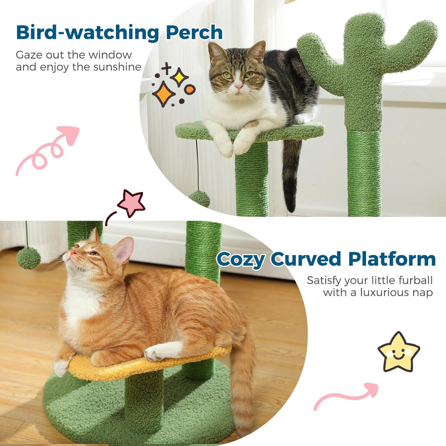 Multi-Level Indoor Cat Tree with Perch & Ball & Scratching Posts - Made4Pets