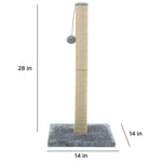 Cat Craft Jute Fiber Cat Scratching Post with Replaceable Dangle Toy, Gray