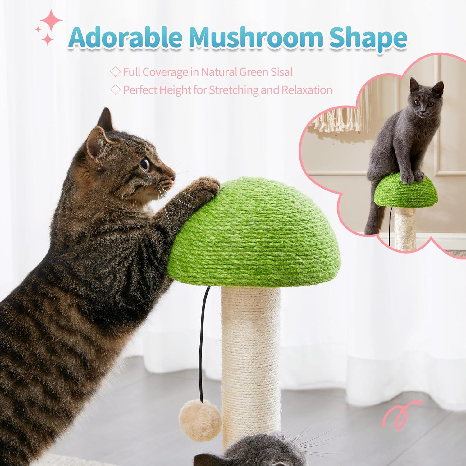 2-in-1 Mushroom Cat Scratcher with Sisal Ropes - Made4Pets