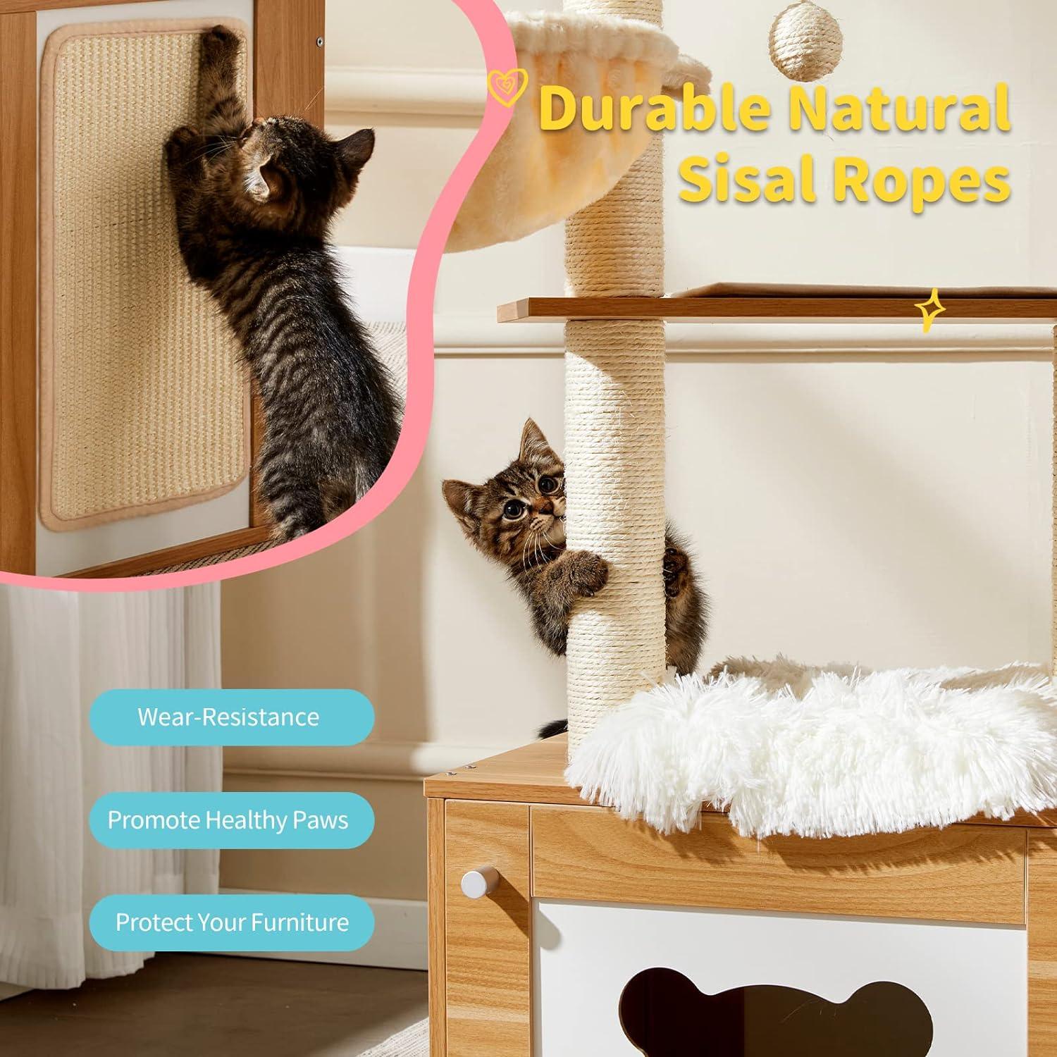 Wood Kitty Condo Climbing Furniture with Scratching Post - Made4Pets