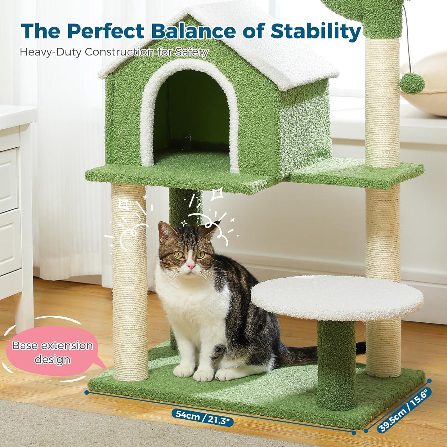 Multi-Level Indoor Cat Tree with Perch & Ball & Scratching Posts - Made4Pets