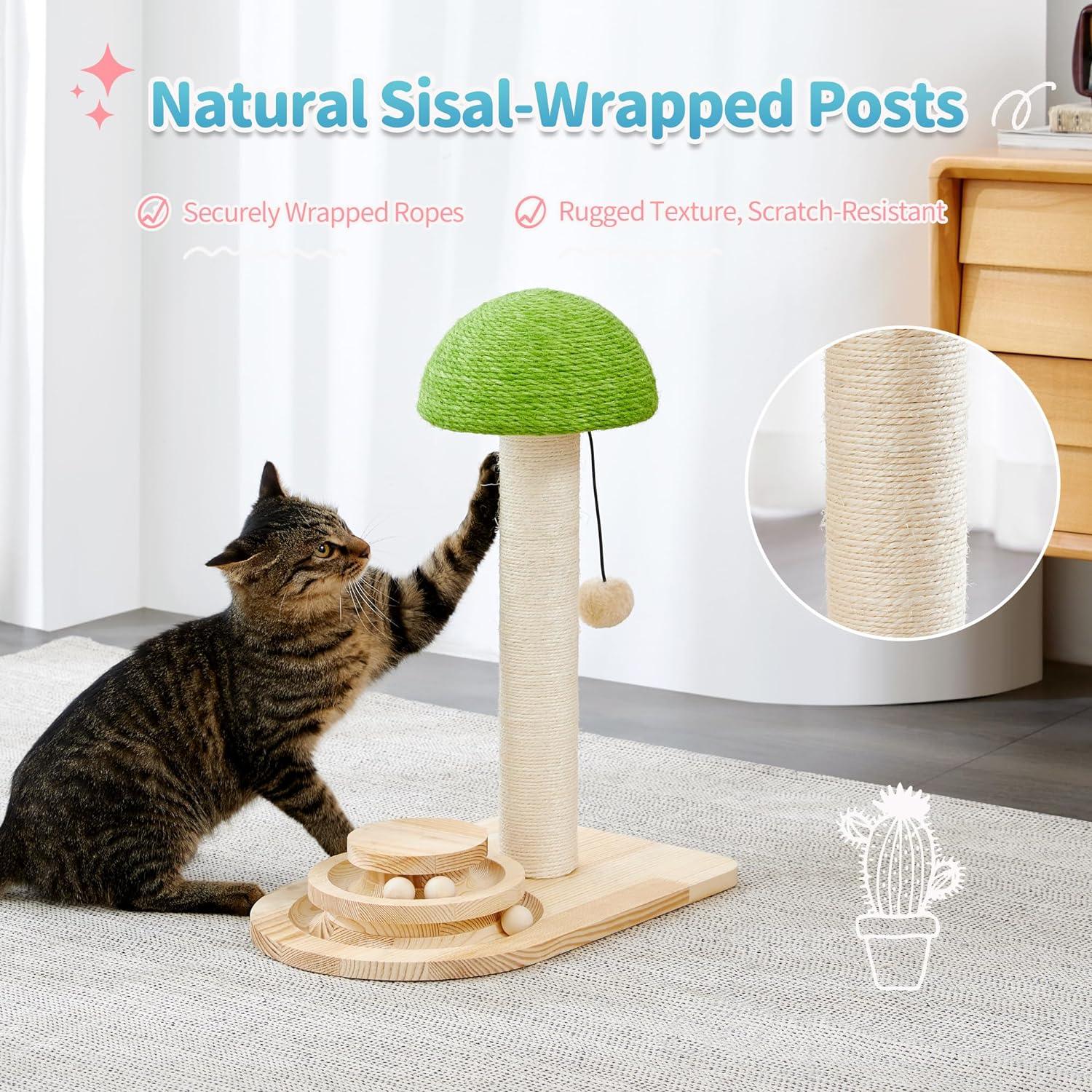 2-in-1 Mushroom Cat Scratcher with Sisal Ropes - Made4Pets