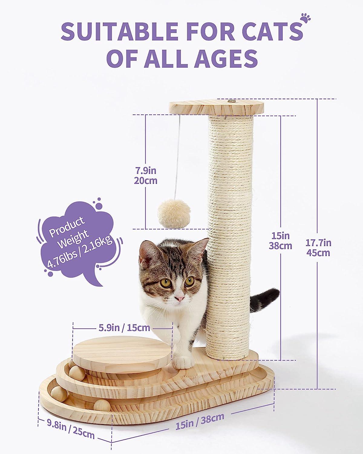 Made4Pets Cat Scratching Post, Cat Self Groomer for Indoor Cats, Cloud Soft Perch for Rest, 17.5