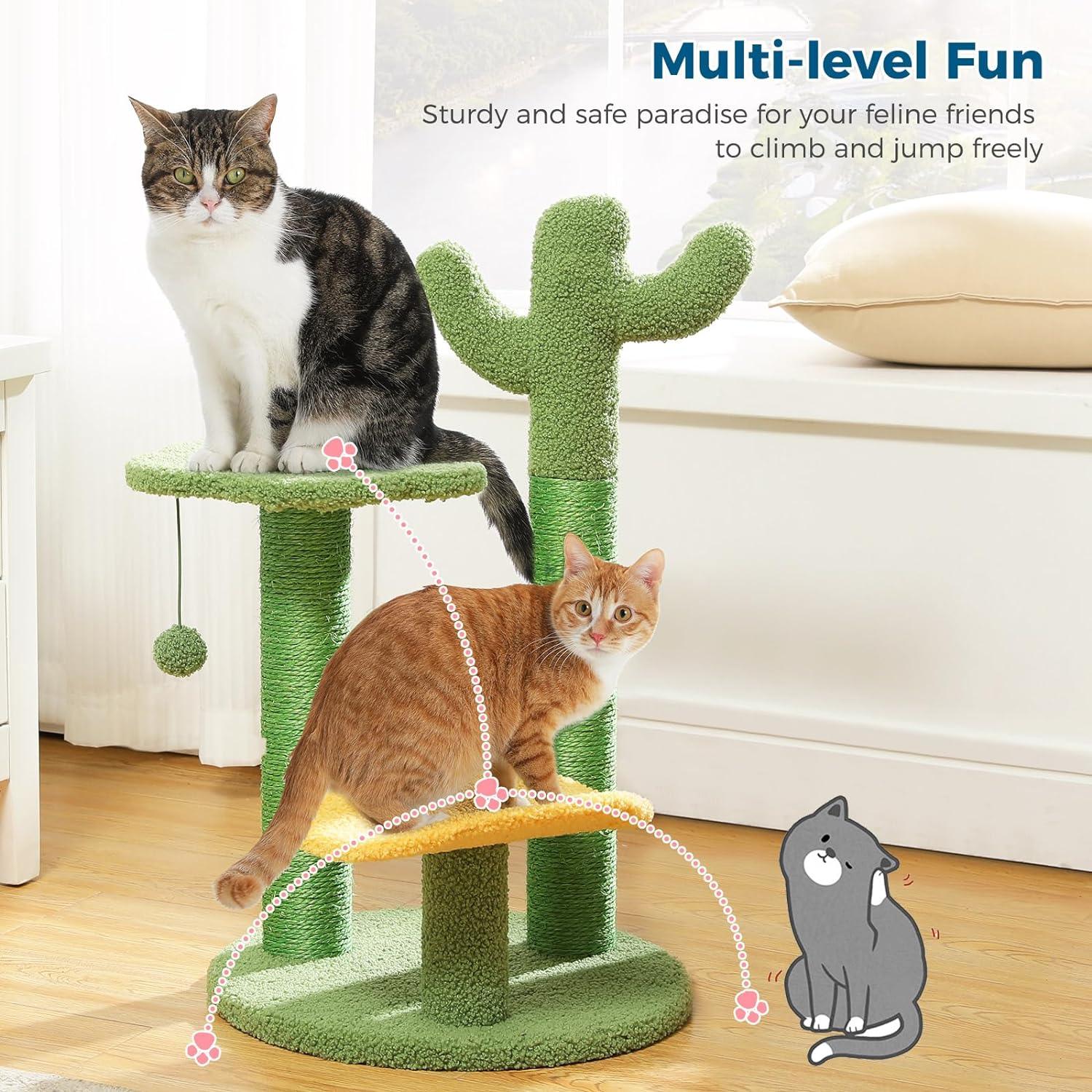 Multi-Level Indoor Cat Tree with Perch & Ball & Scratching Posts - Made4Pets