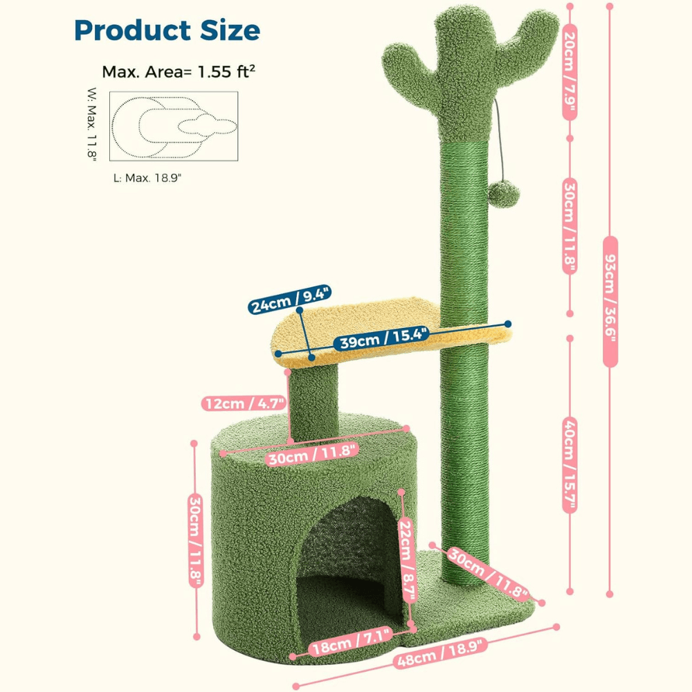 Multi-Level Indoor Cat Tree with Perch & Ball & Scratching Posts - Made4Pets