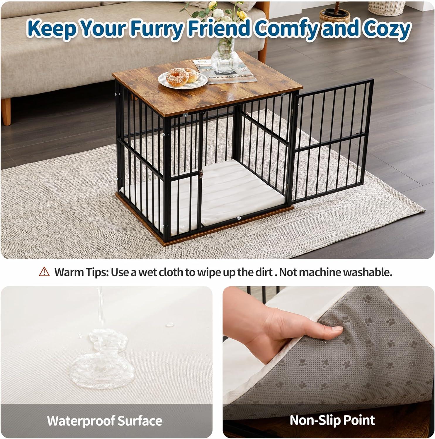 Heavy-Duty Dog Crate Furniture with Washable Cushion Indoor - Made4Pets