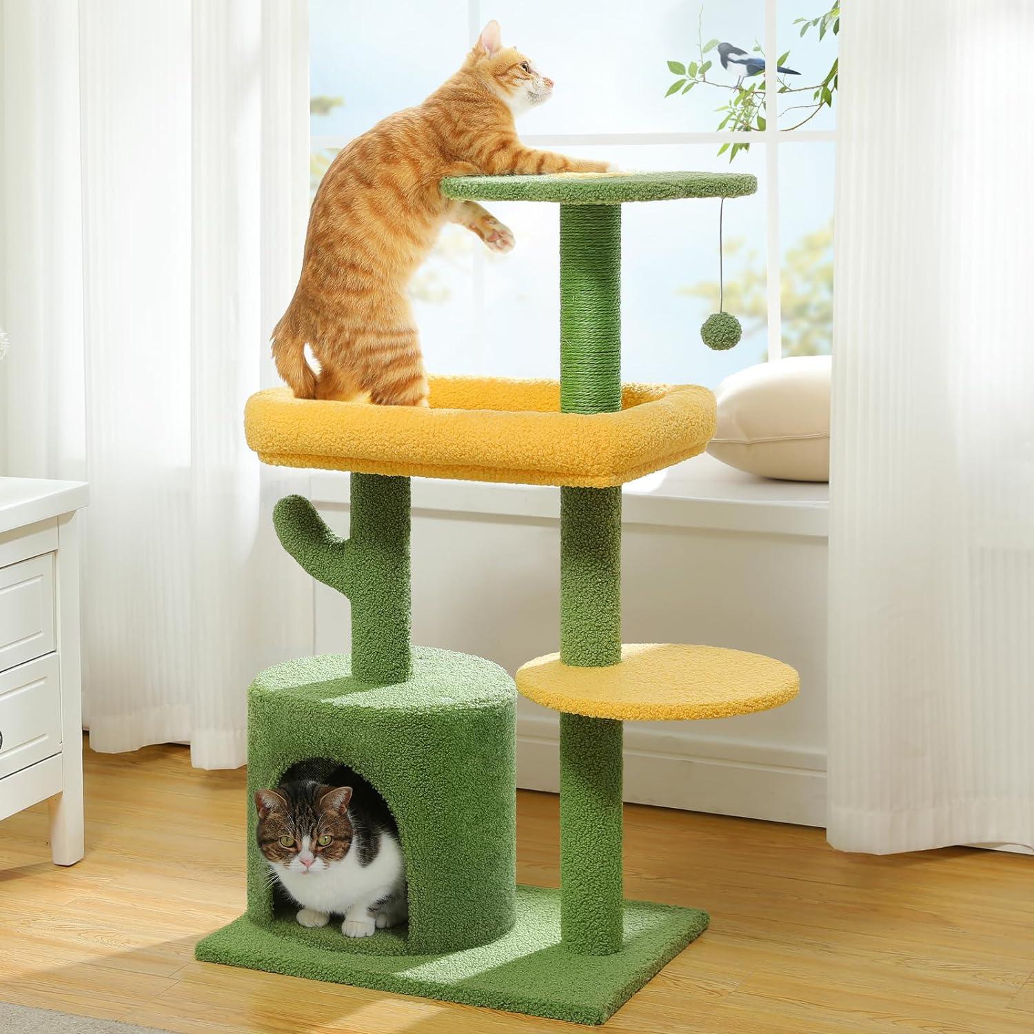 Multi-Level Indoor Cat Tree with Perch & Ball & Scratching Posts - Made4Pets