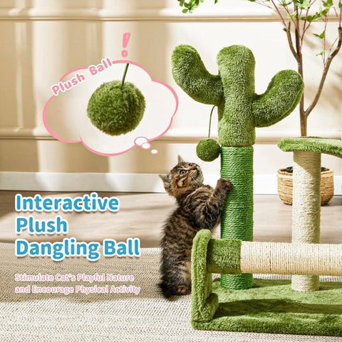 Cactus Scratcher Tree for Indoor Small Cats with Natural Sisal Ropes - Made4Pets