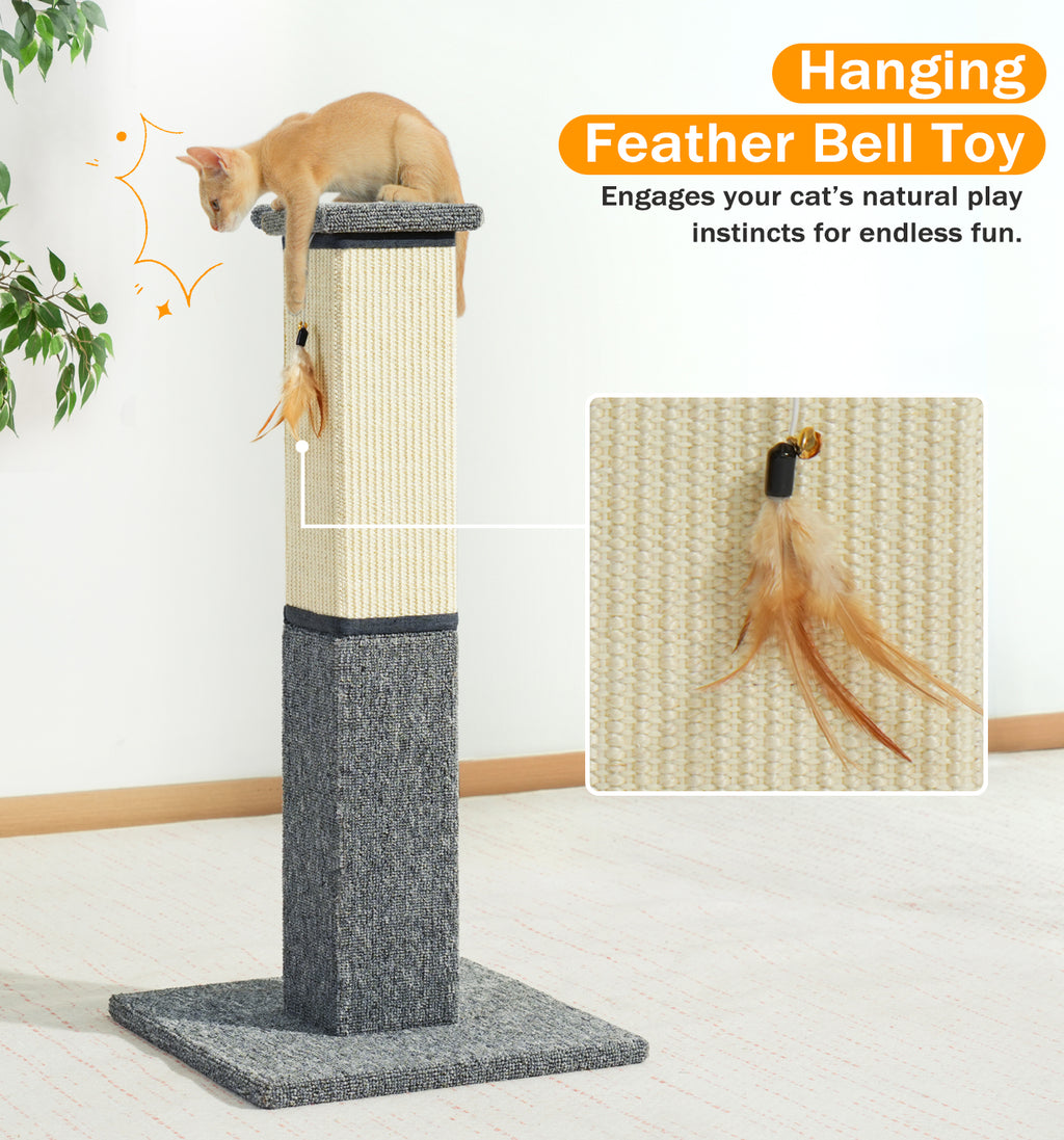 OWEMTECH Cat Scratching Post With Cat Scratching Pads,Natural Sisal Pine Wood