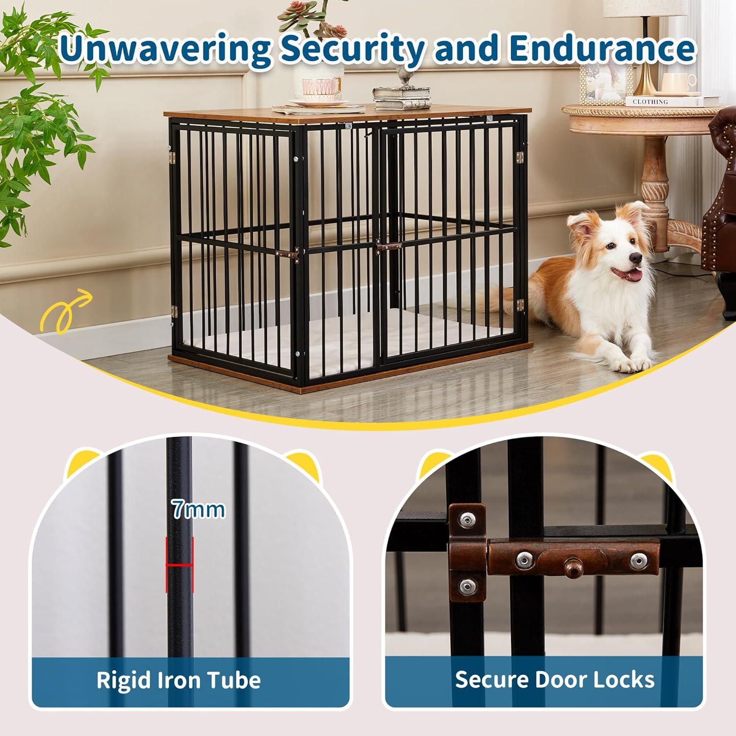 Heavy-Duty Dog Crate Furniture with Washable Cushion Indoor - Made4Pets