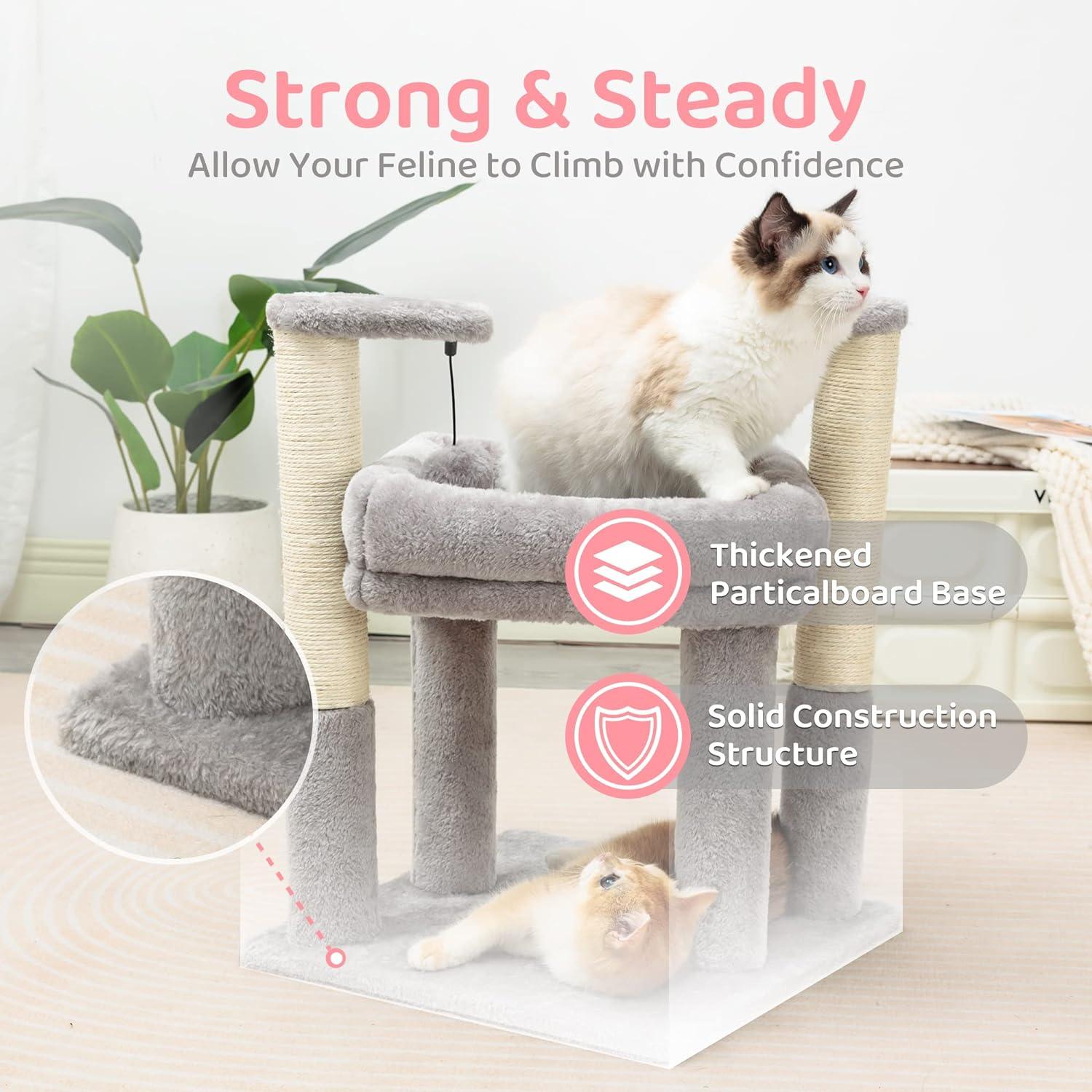 Cat Tower with 2 Natural Sisal Scratching Post for Kitten - Made4Pets