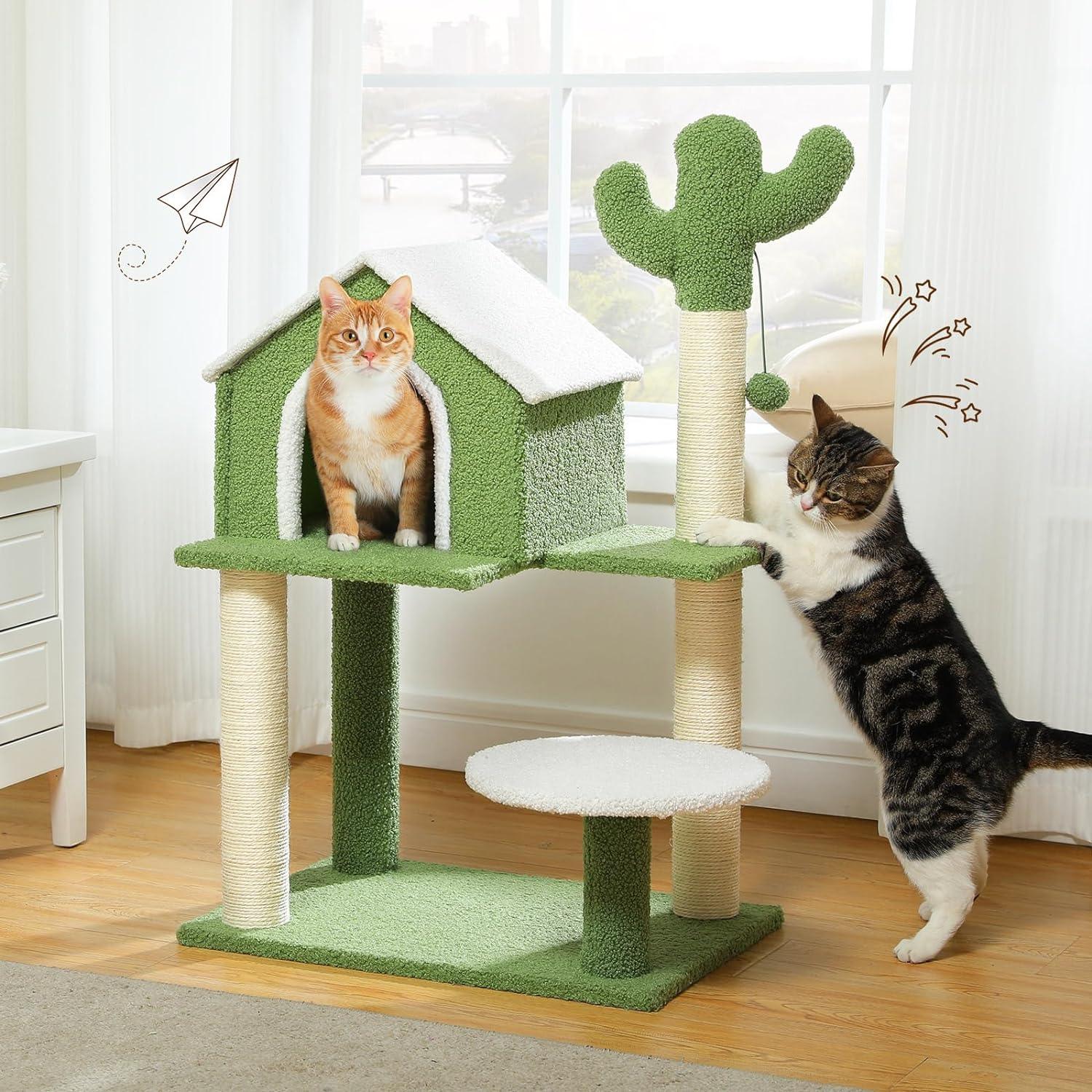 Multi-Level Indoor Cat Tree with Perch & Ball & Scratching Posts - Made4Pets