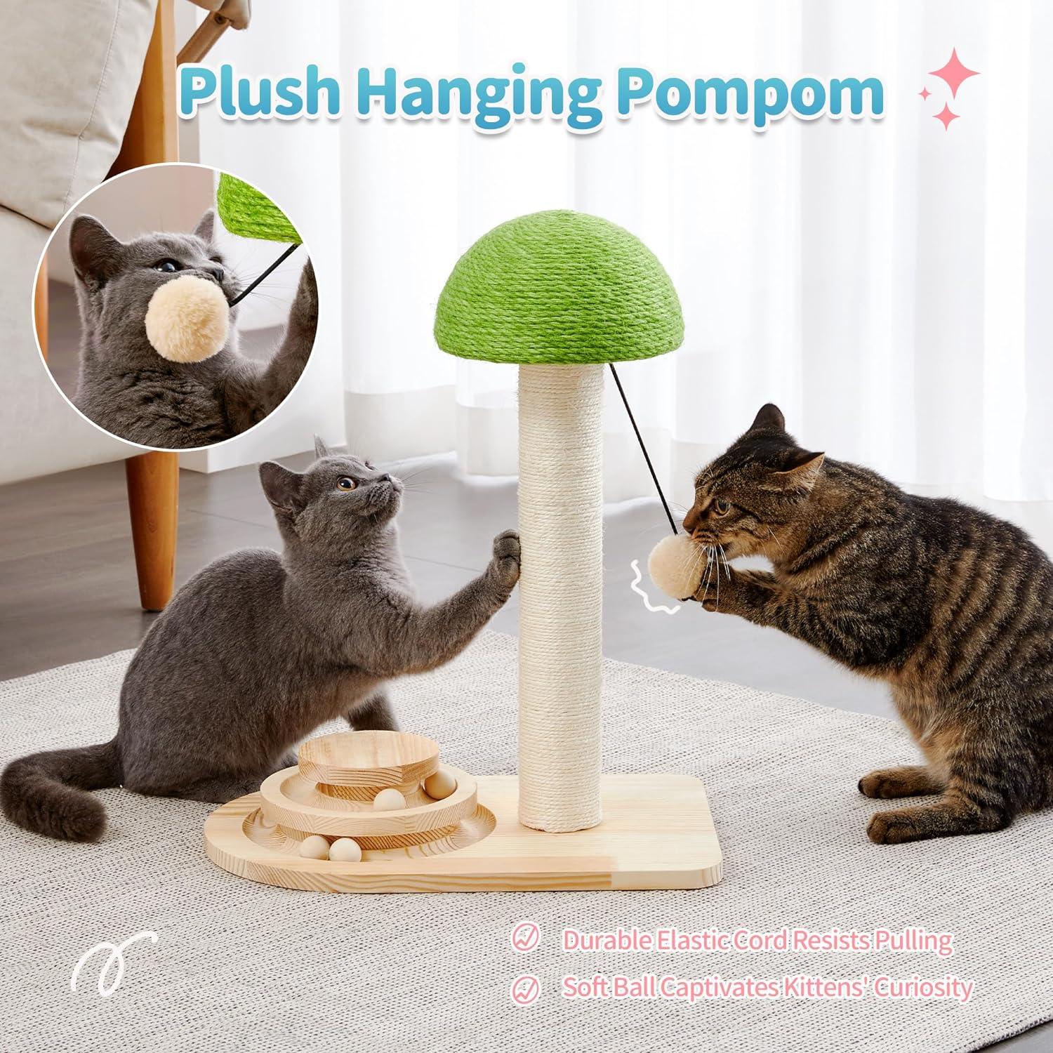 2-in-1 Mushroom Cat Scratcher with Sisal Ropes - Made4Pets