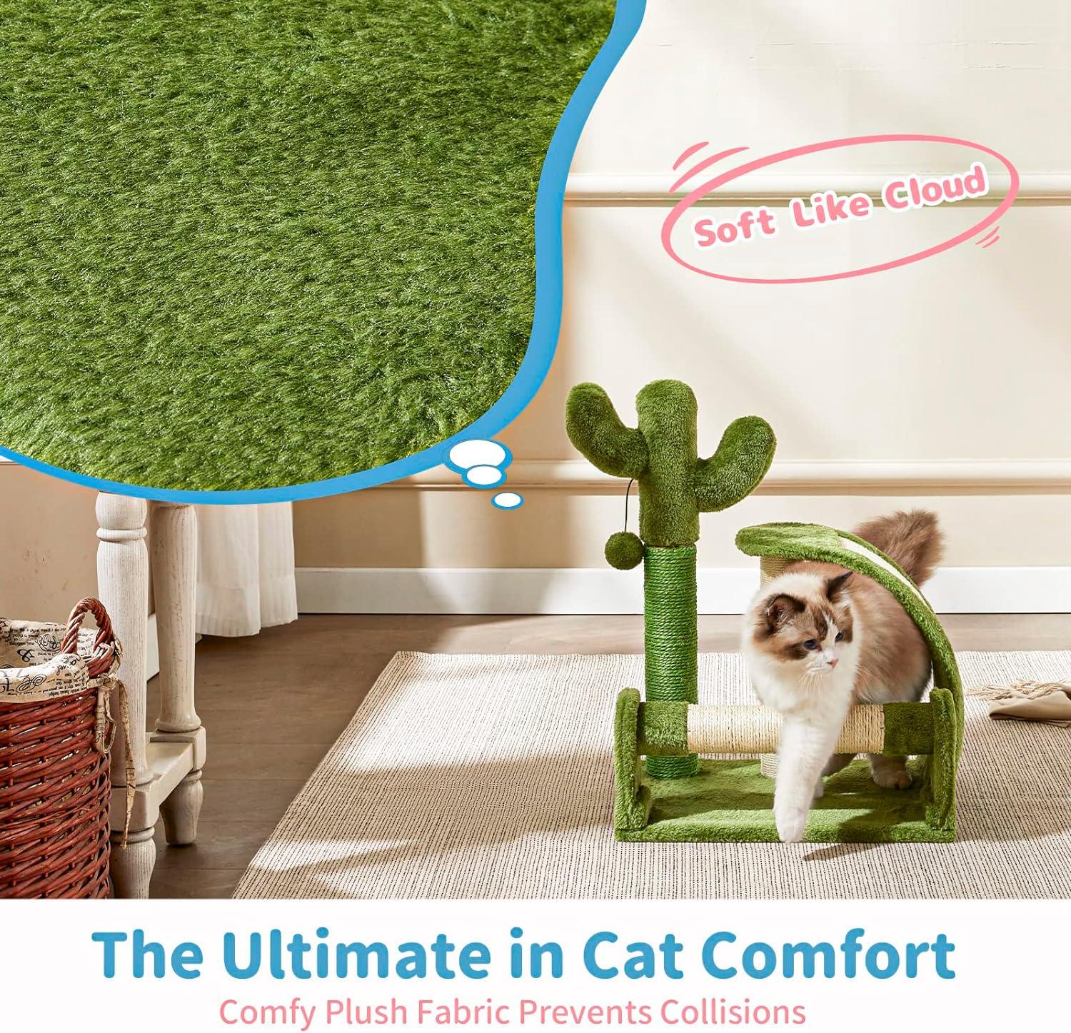 Cactus Scratcher Tree for Indoor Small Cats with Natural Sisal Ropes - Made4Pets