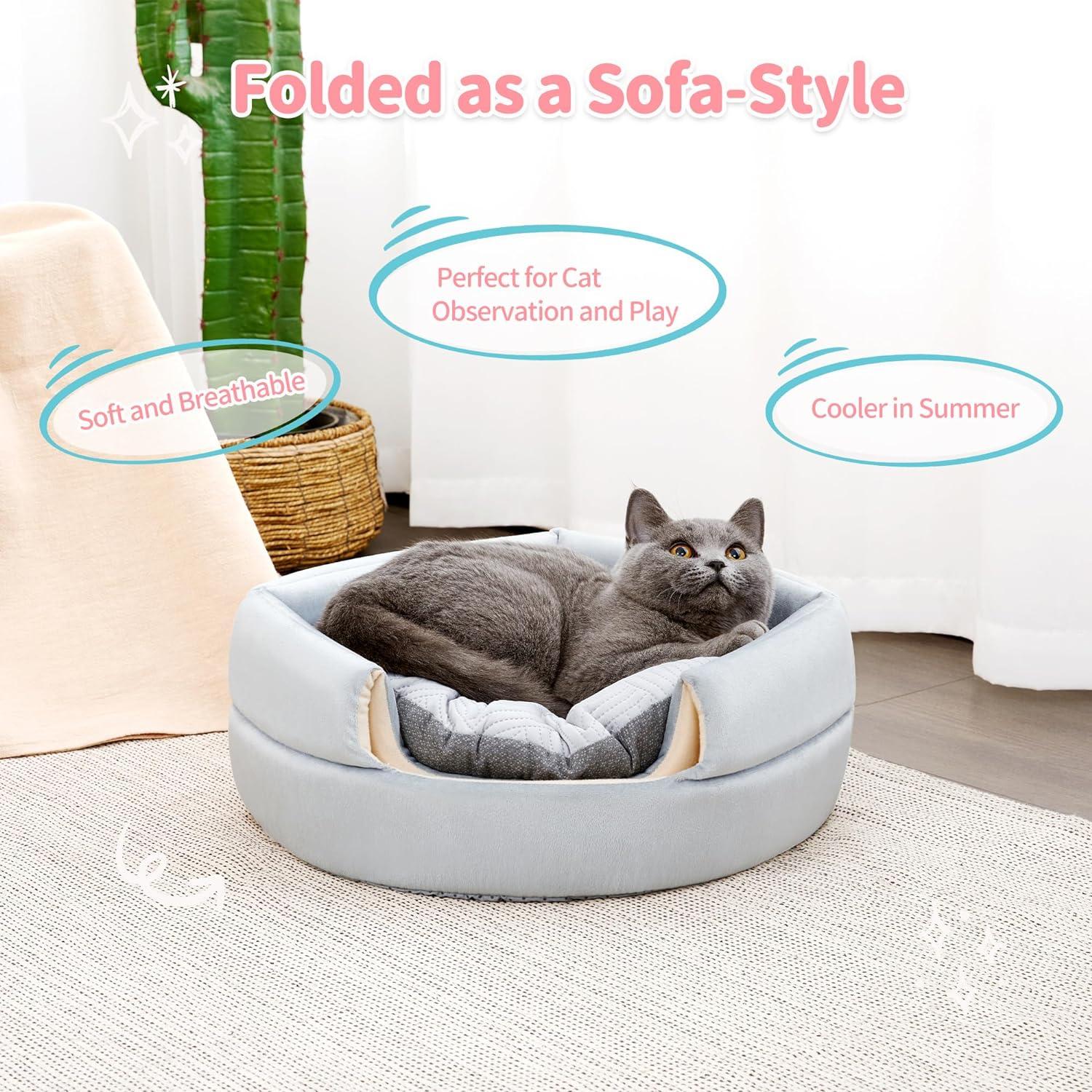 2-in-1 Foldable Cat Houses with Removable & Washable Cushion - Made4Pets