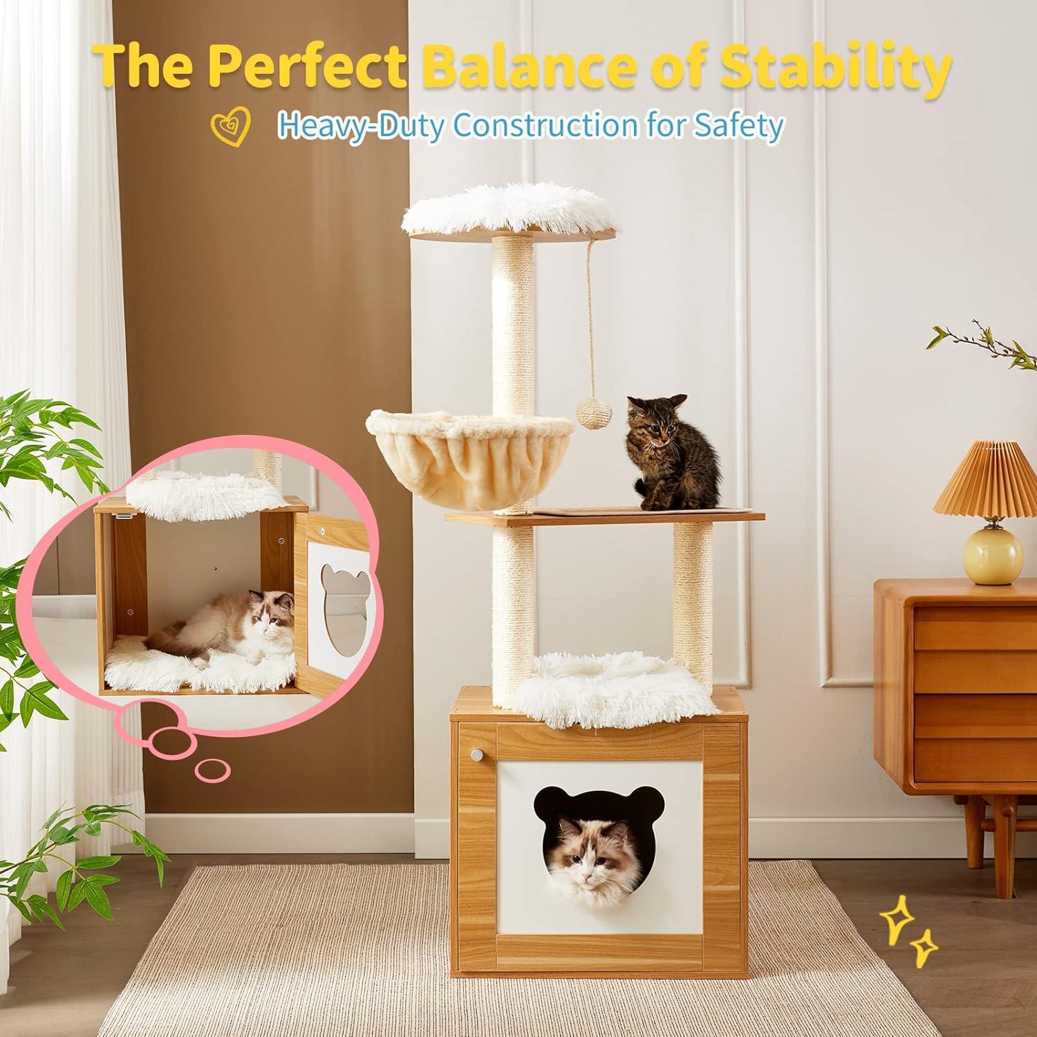 Wood Kitty Condo Climbing Furniture with Scratching Post - Made4Pets