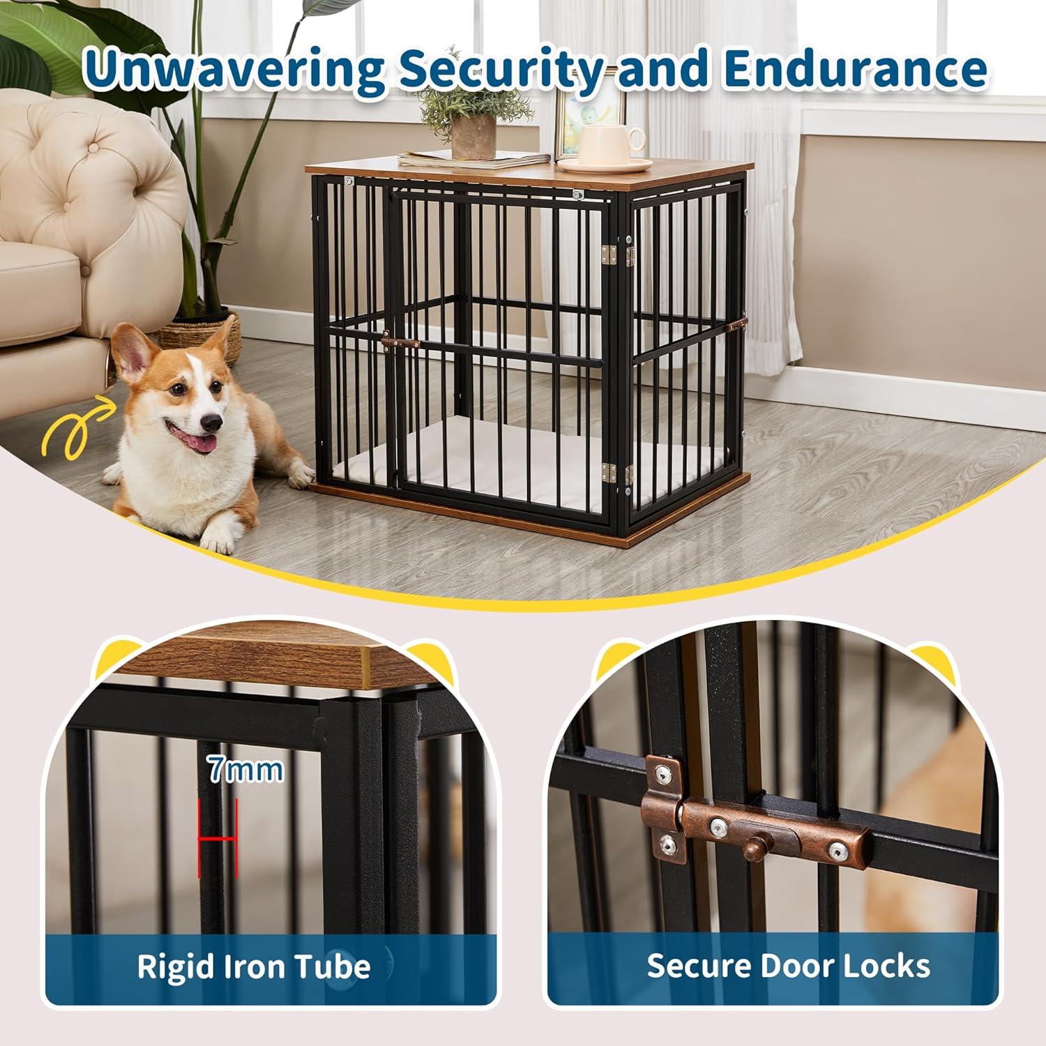 Heavy-Duty Dog Crate Furniture with Washable Cushion Indoor - Made4Pets