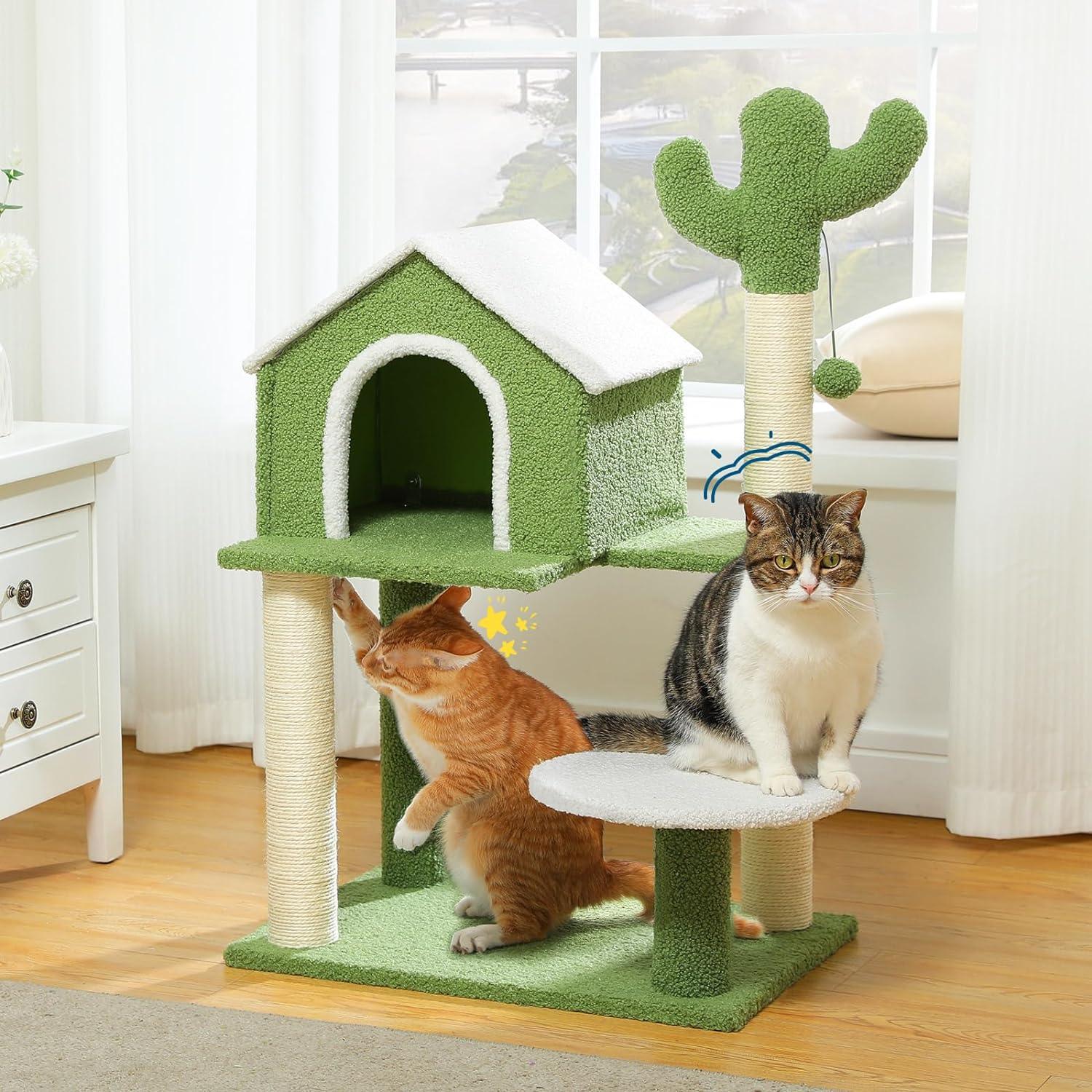 Multi-Level Indoor Cat Tree with Perch & Ball & Scratching Posts - Made4Pets