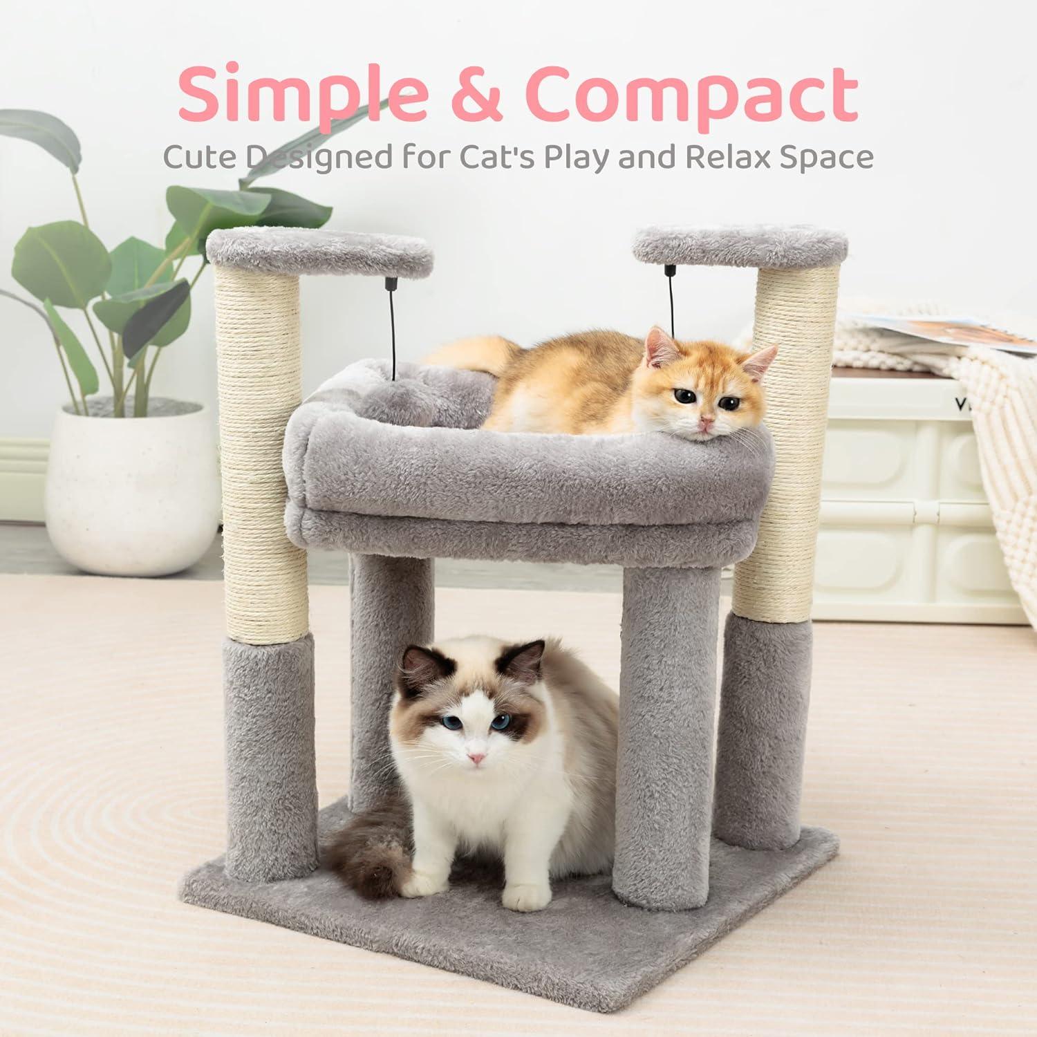 Cat Tower with 2 Natural Sisal Scratching Post for Kitten - Made4Pets