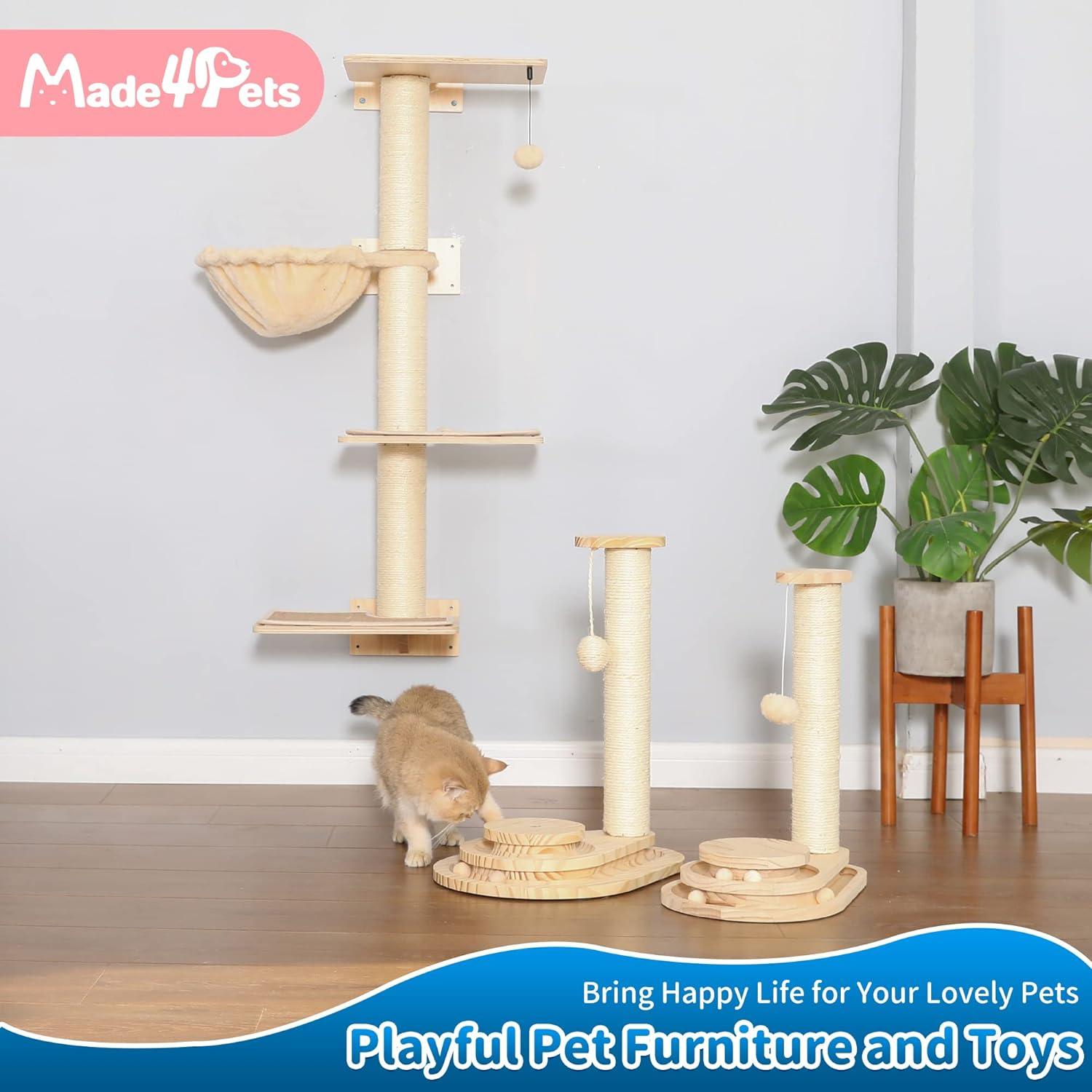 Made4Pets Cat Scratching Post, Cat Self Groomer for Indoor Cats, Cloud Soft Perch for Rest, 17.5