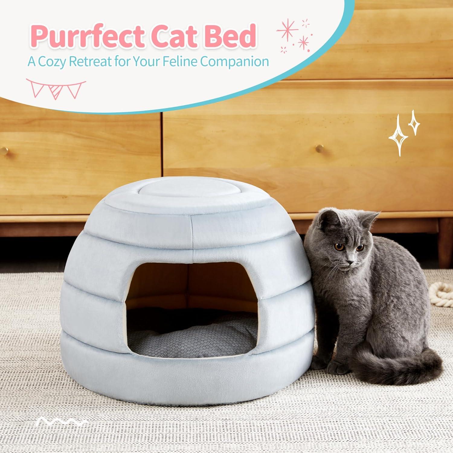 2-in-1 Foldable Cat Houses with Removable & Washable Cushion - Made4Pets