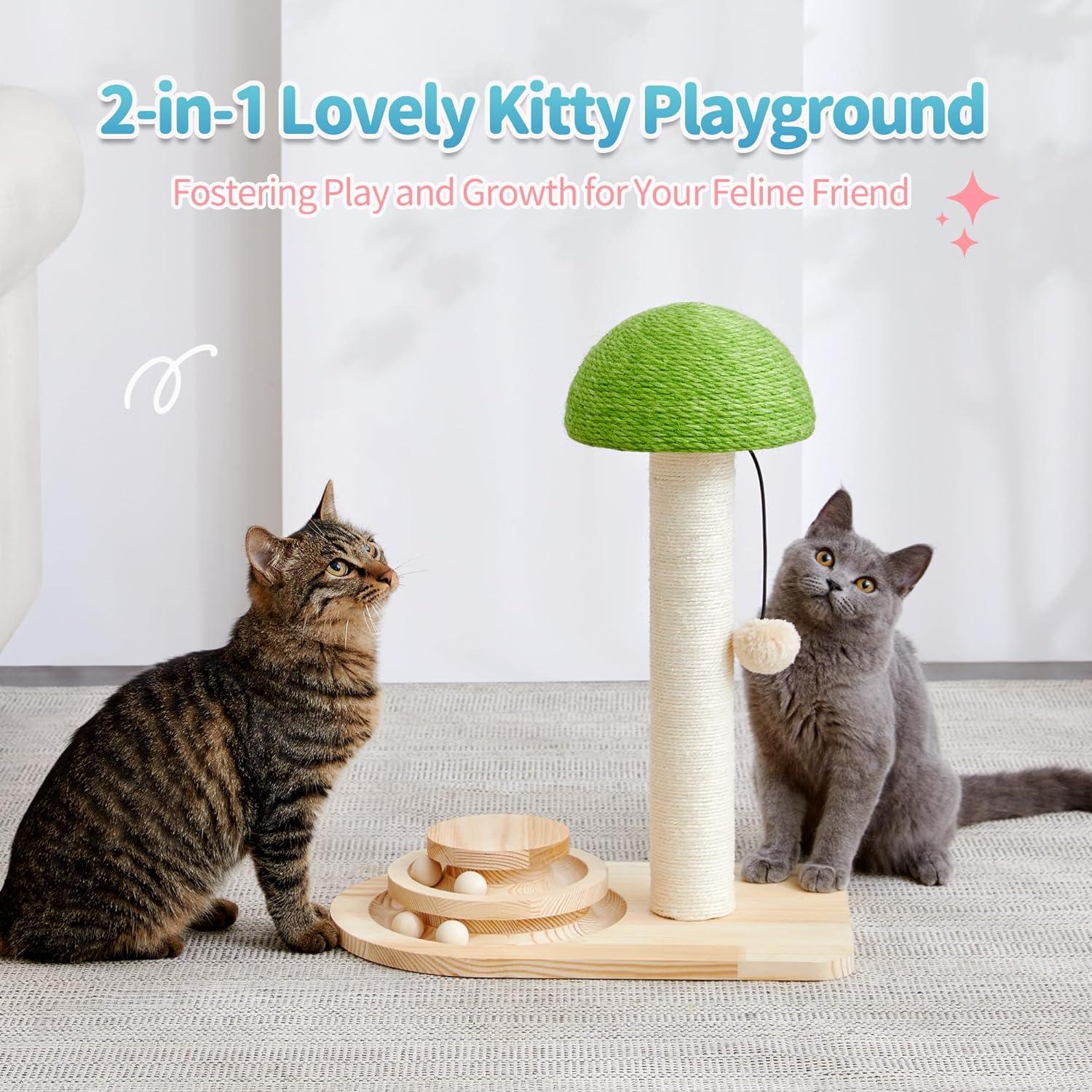 2-in-1 Mushroom Cat Scratcher with Sisal Ropes - Made4Pets