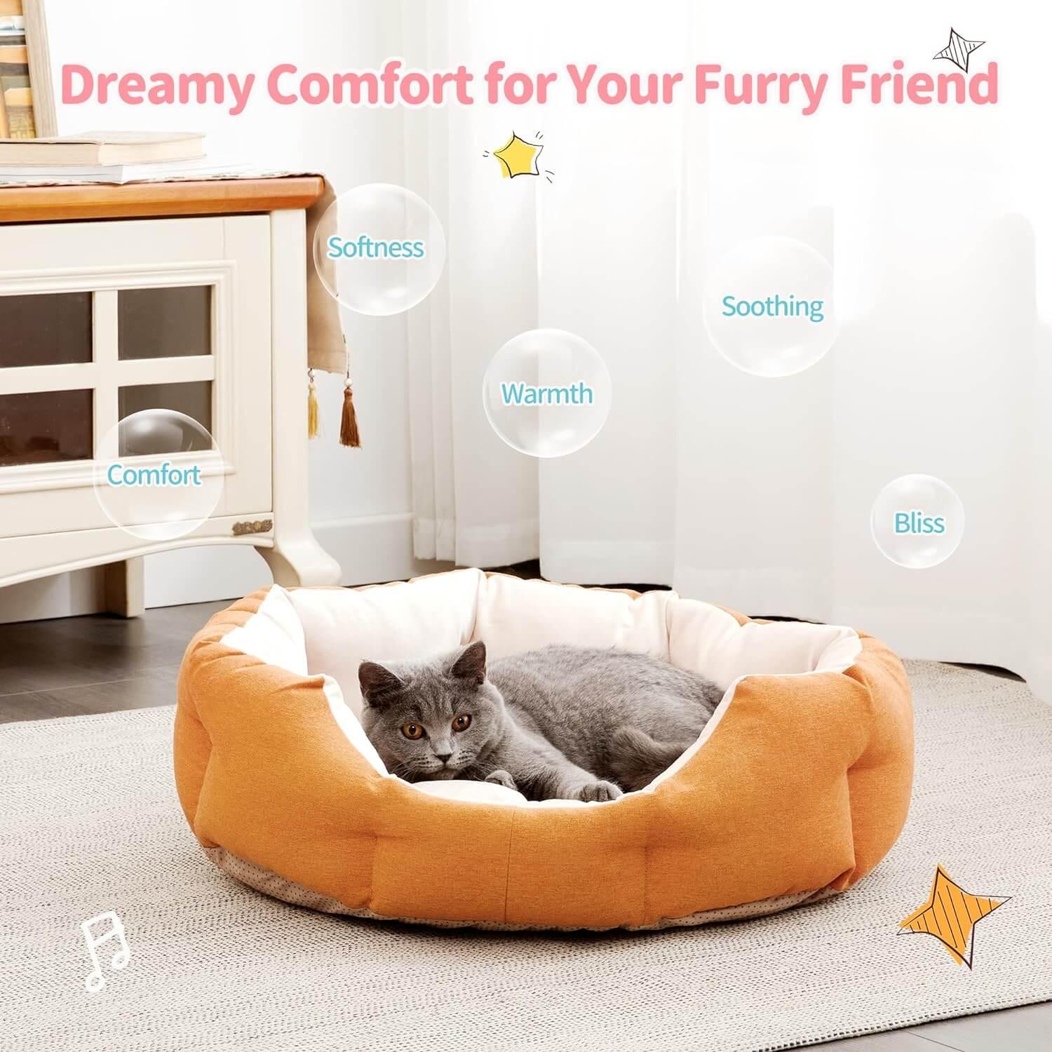 Washable Dog & Cat Bed with Anti-Slip Bottom - Made4Pets