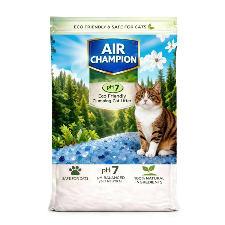 Air Champion Eco Friendly Clumping Cat Litter Cat Litter Crystals Kitty Litter Odor Control Crystal Litter Non Clumping No scooping Low Dust, Low Tracking, Lightweight, Dehydrates Waste,– 19.8 lbs (6 x 3.3 lb Packs)